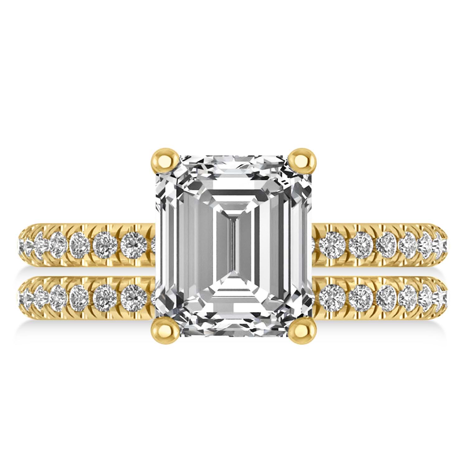 Diamond Emerald-Set Semi-Eternity Bridal Set 14k Yellow Gold (3.77ct)
