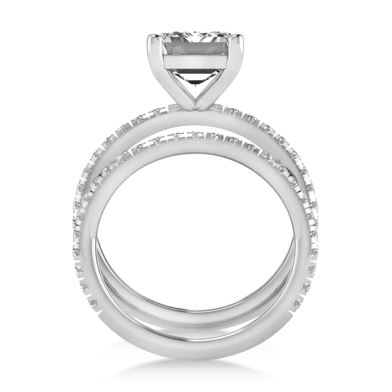 Diamond Emerald-Set Semi-Eternity Bridal Set Palladium (3.77ct)