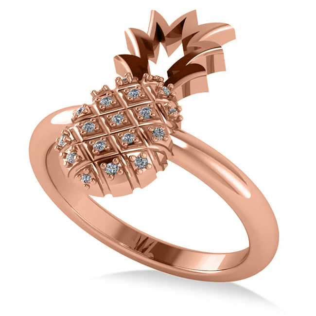Diamond Accented Pineapple Fashion Ring 14k Rose Gold (0.10ct)