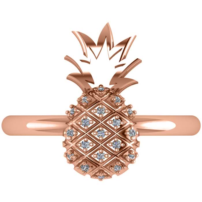 Diamond Accented Pineapple Fashion Ring 14k Rose Gold (0.10ct)