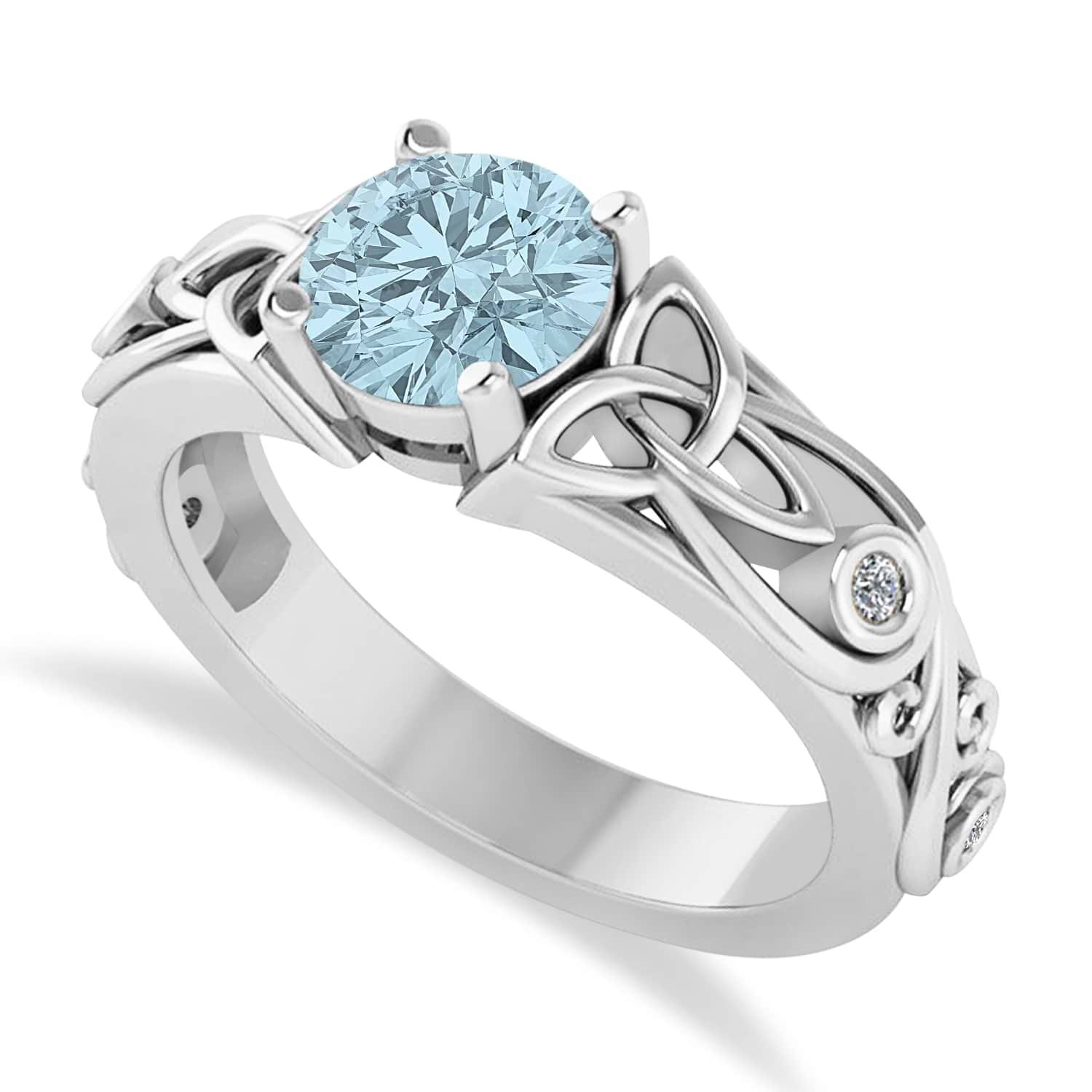 Square Sapphire Blue Stone & Natural Diamond Celtic Engagement Ring, 1 -  Abhika Jewels