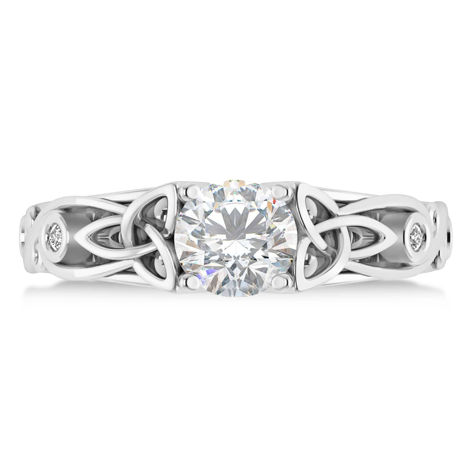 Diamond & Moissanite Celtic Engagement Ring 14k White Gold (1.06ct)