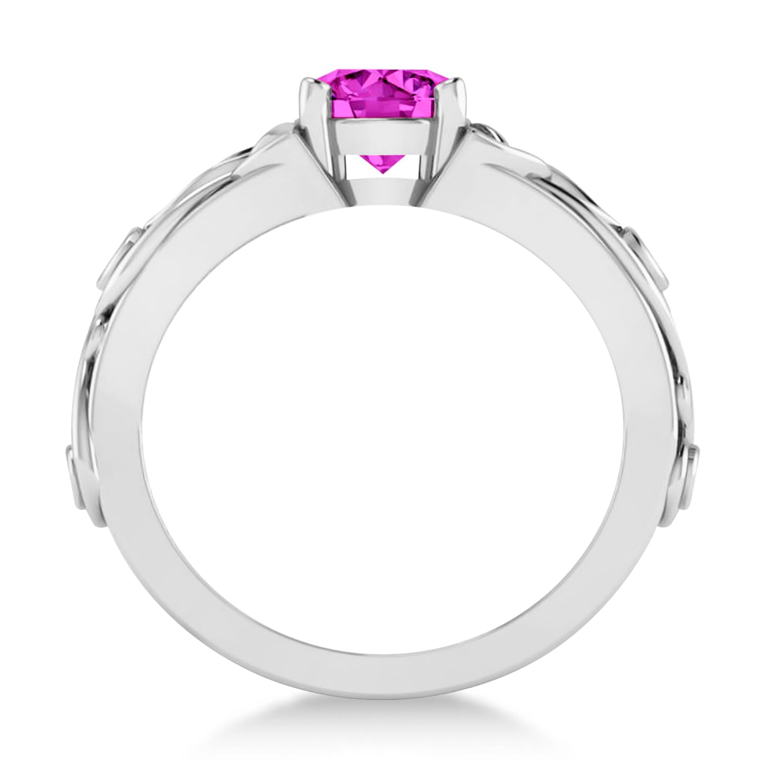 Diamond & Pink Topaz Celtic Engagement Ring 14k White Gold (1.06ct)