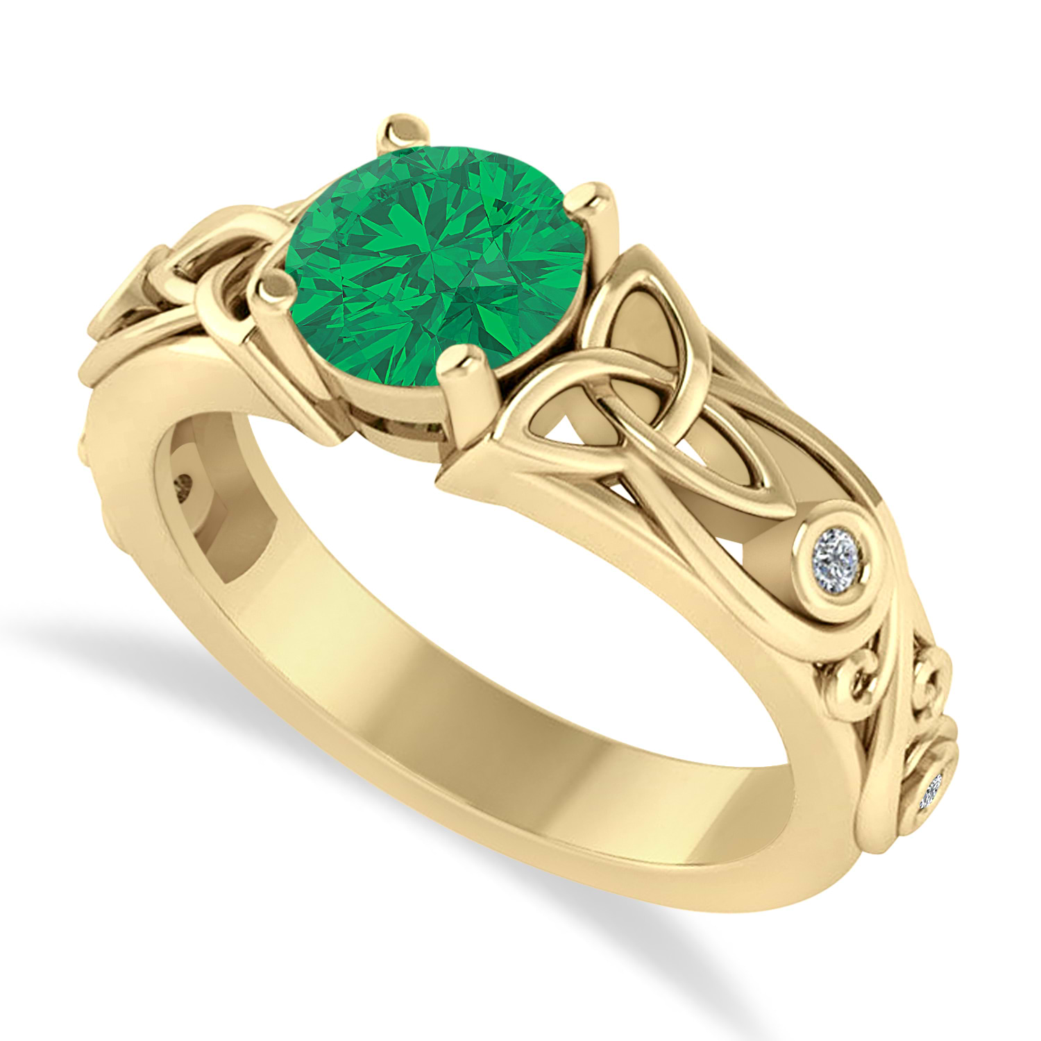 Buy Celtic Gold Emerald Engagement Ring, 1 Carat Solitaire Ring, Platinum  Wedding Ring, Emerald Engagement Ring, Gold Emerald Solitaire 1427 Online  in India - Etsy