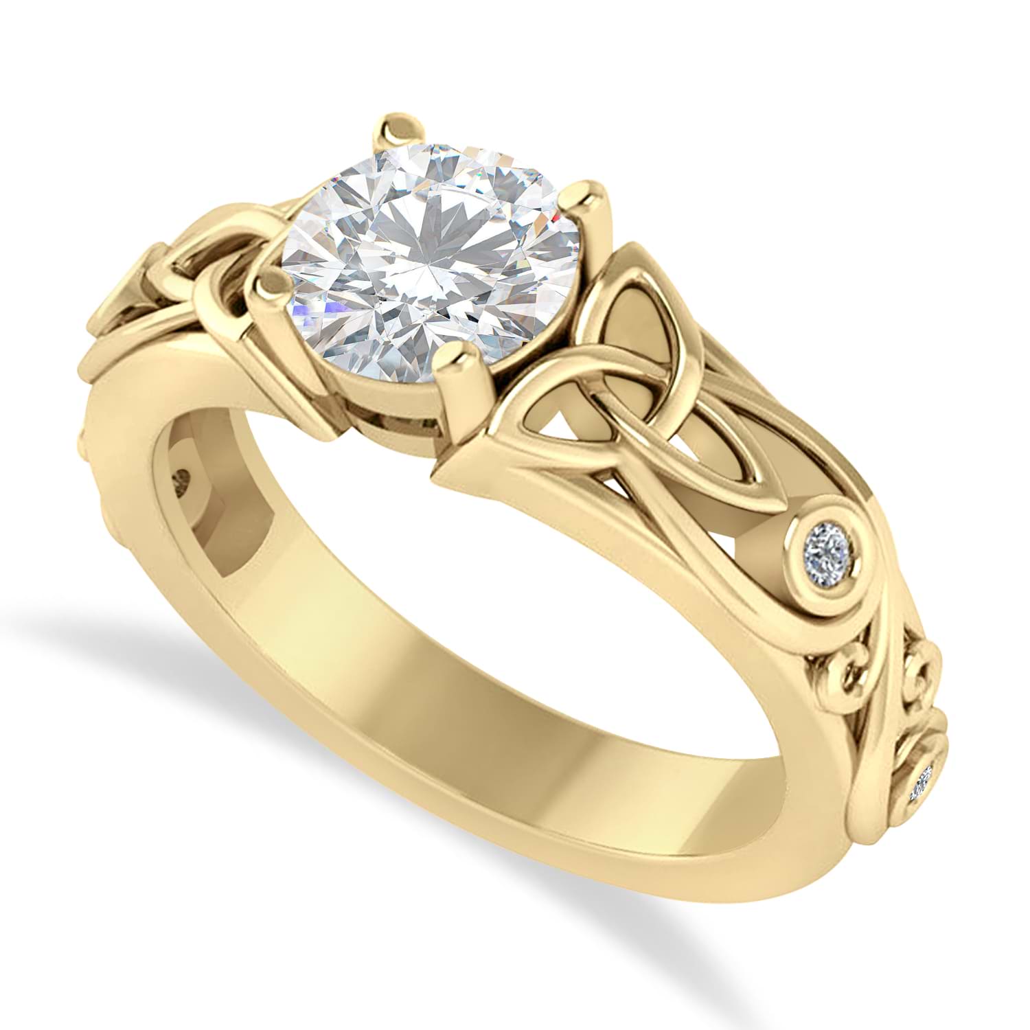 Diamond & Moissanite Celtic Engagement Ring 14k Yellow Gold (1.06ct)