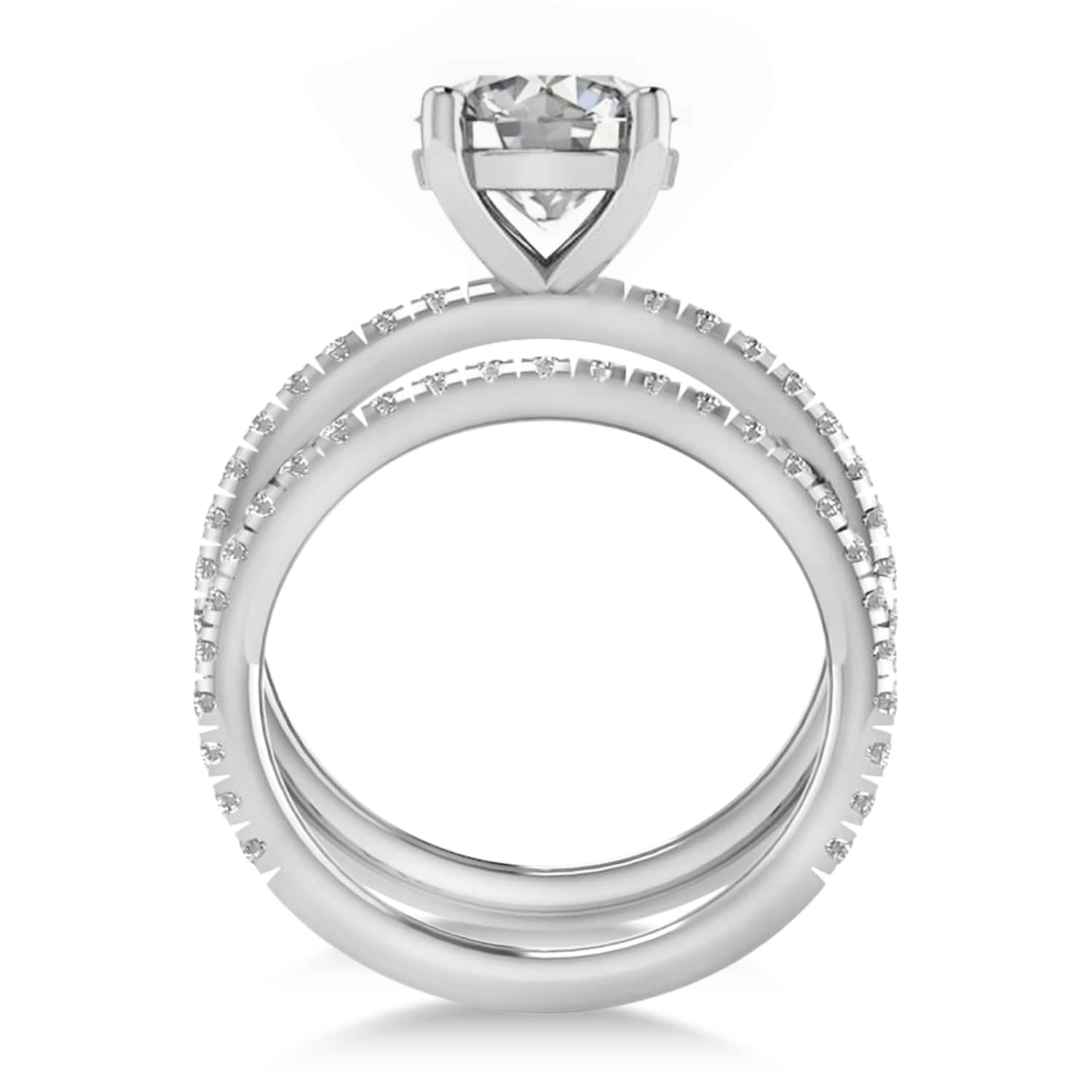 Diamond No Halo Semi-Eternity Bridal Set 14k White Gold (0.77ct)