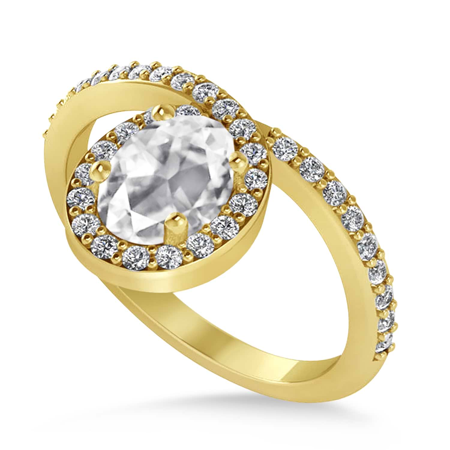 Oval White Diamond Nouveau Ring 18k Yellow Gold (1.11 ctw)