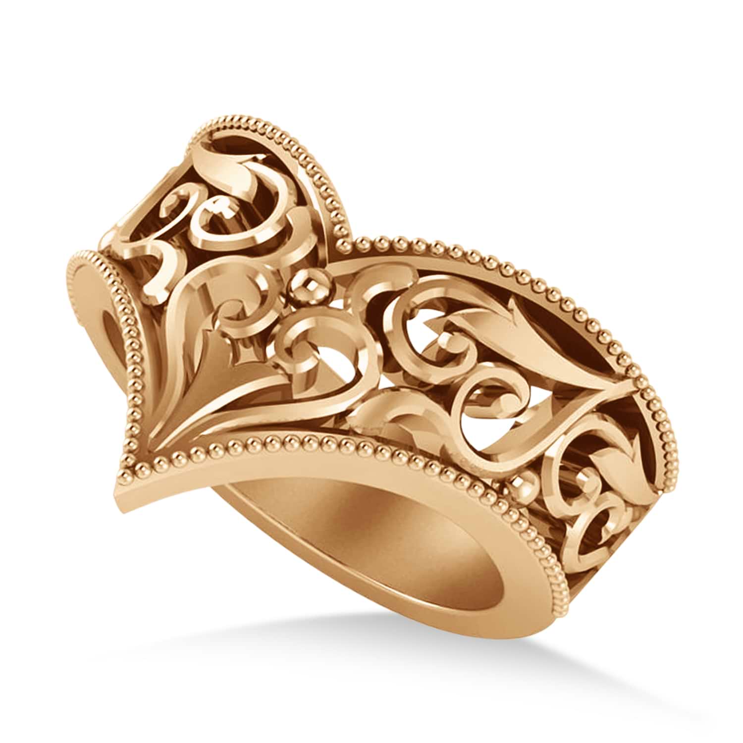 V-Shape Antique/Vintage-Style Chevron Ring 14k Rose Gold
