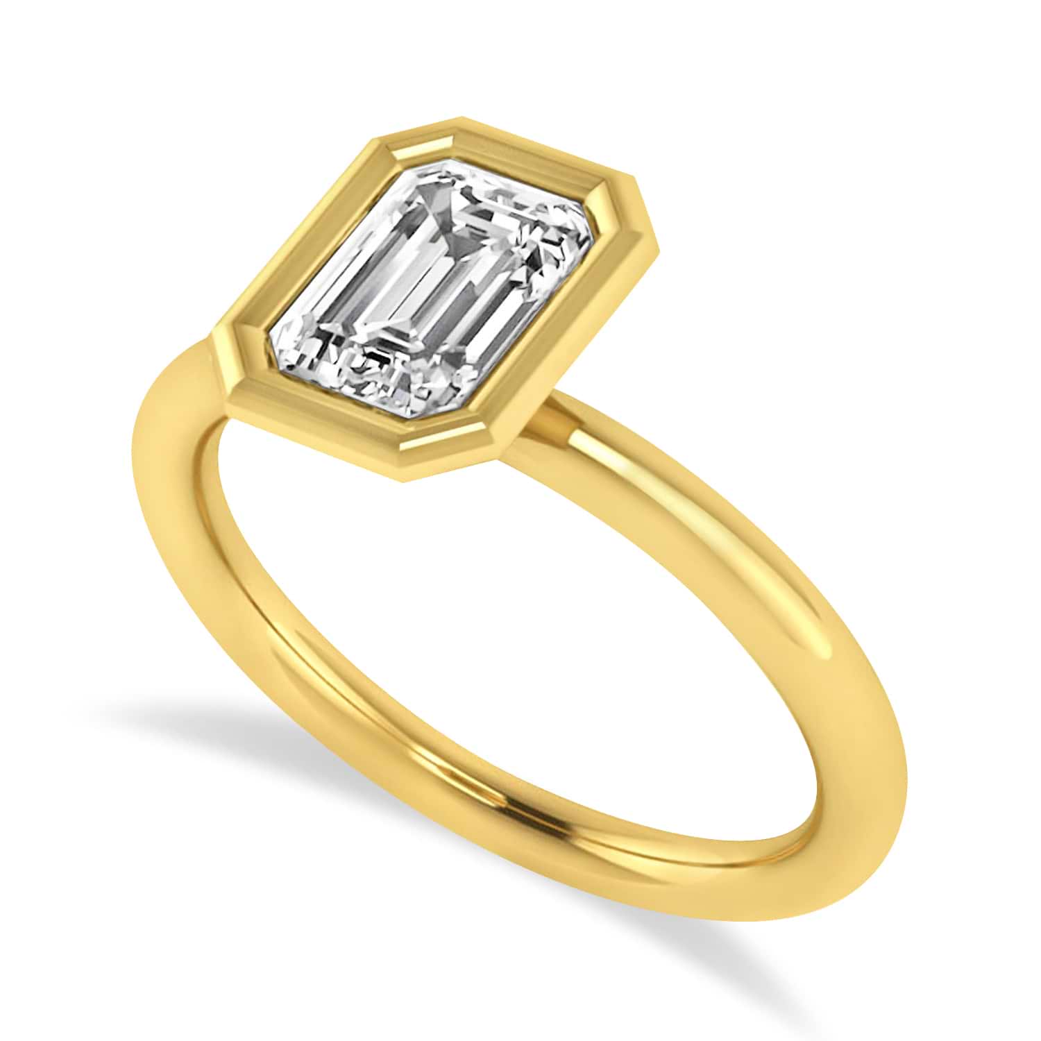 Emerald-Cut Bezel-Set Diamond Solitaire Ring 14k Yellow Gold (1.00 ctw)