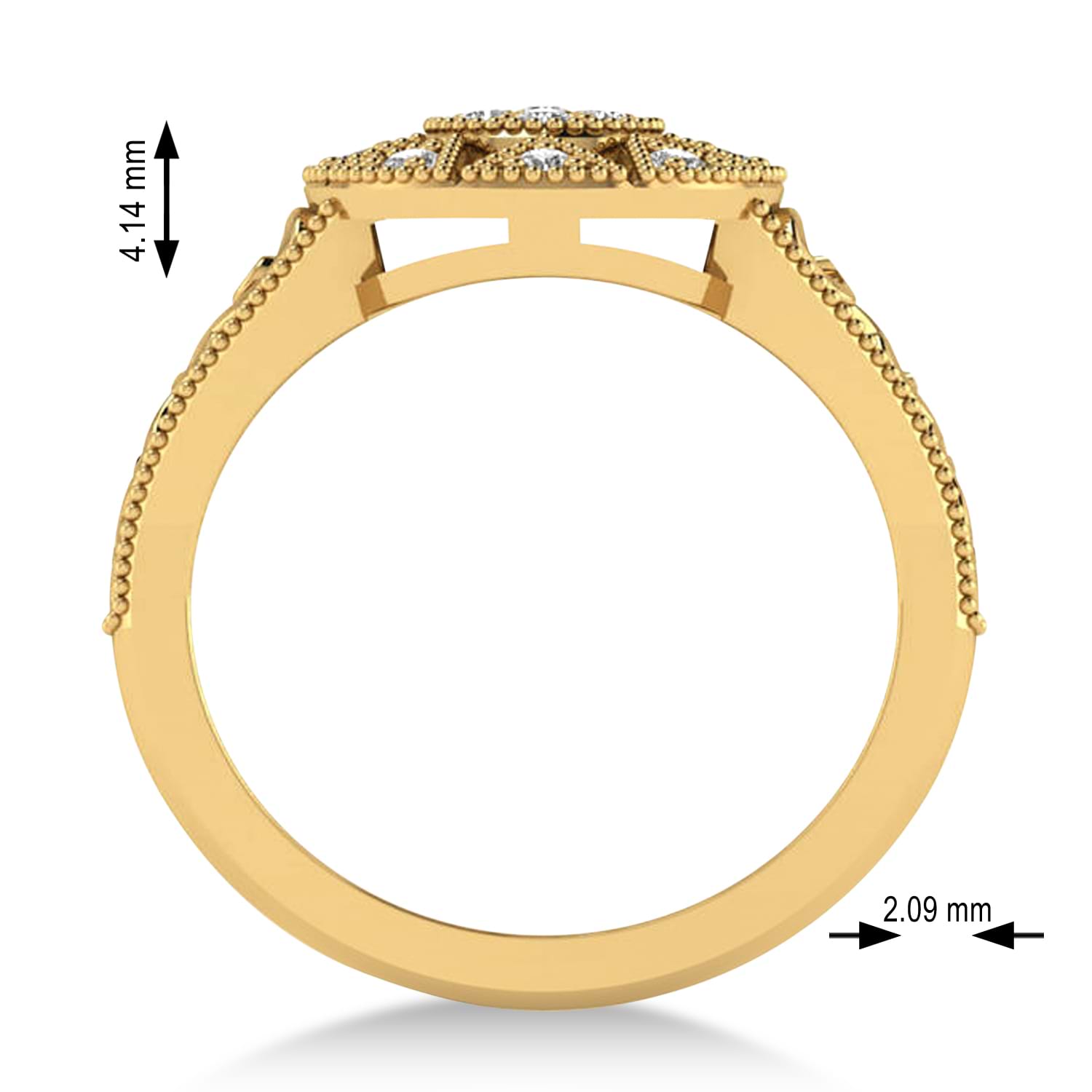Diamond Milgrain Octagram Ladies' Ring 14k Yellow Gold (0.23ct)