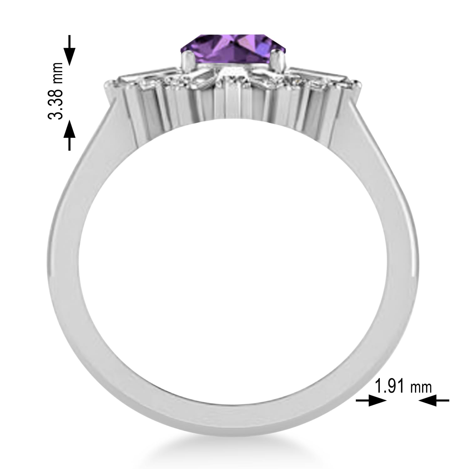 Amethyst & Diamond Oval Cut Ballerina Engagement Ring 14k White Gold (3.06 ctw)