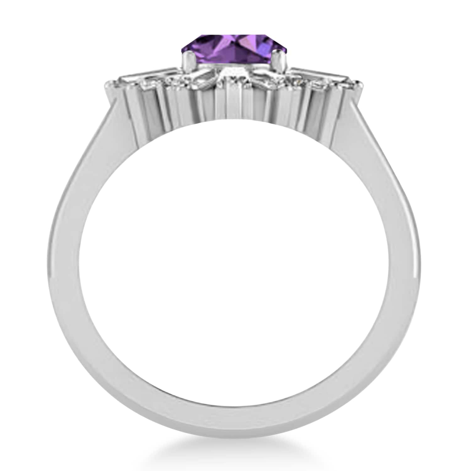 Amethyst & Diamond Oval Cut Ballerina Engagement Ring Palladium (3.06 ctw)
