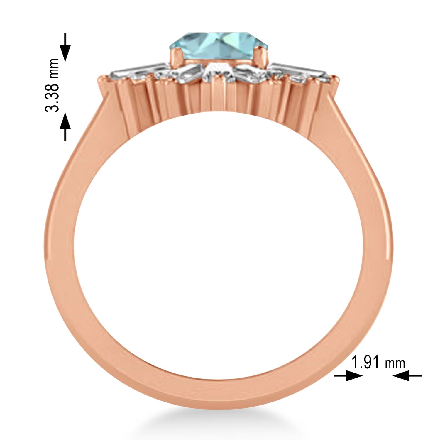Aquamarine & Diamond Oval Cut Ballerina Engagement Ring 18k Rose Gold (3.06 ctw)