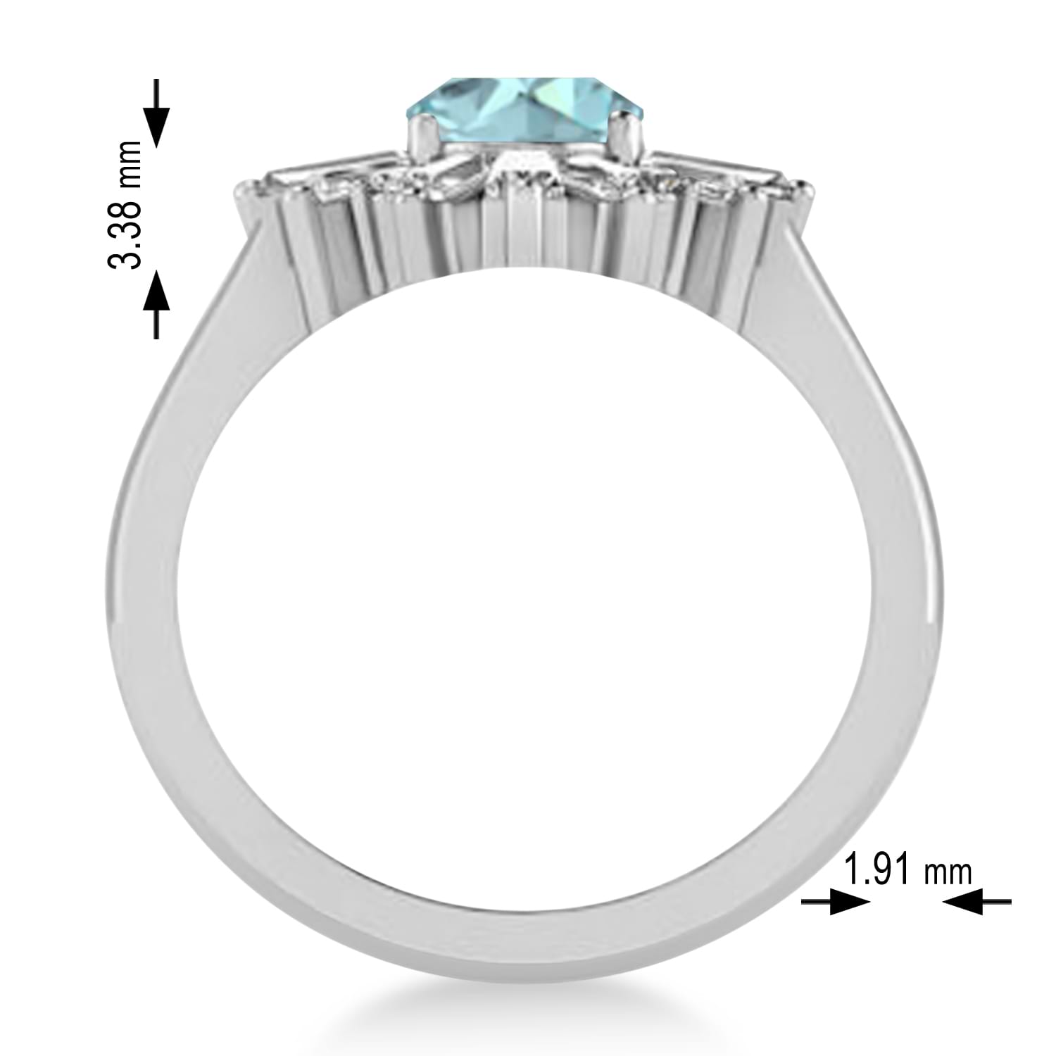 Aquamarine & Diamond Oval Cut Ballerina Engagement Ring 18k White Gold (3.06 ctw)