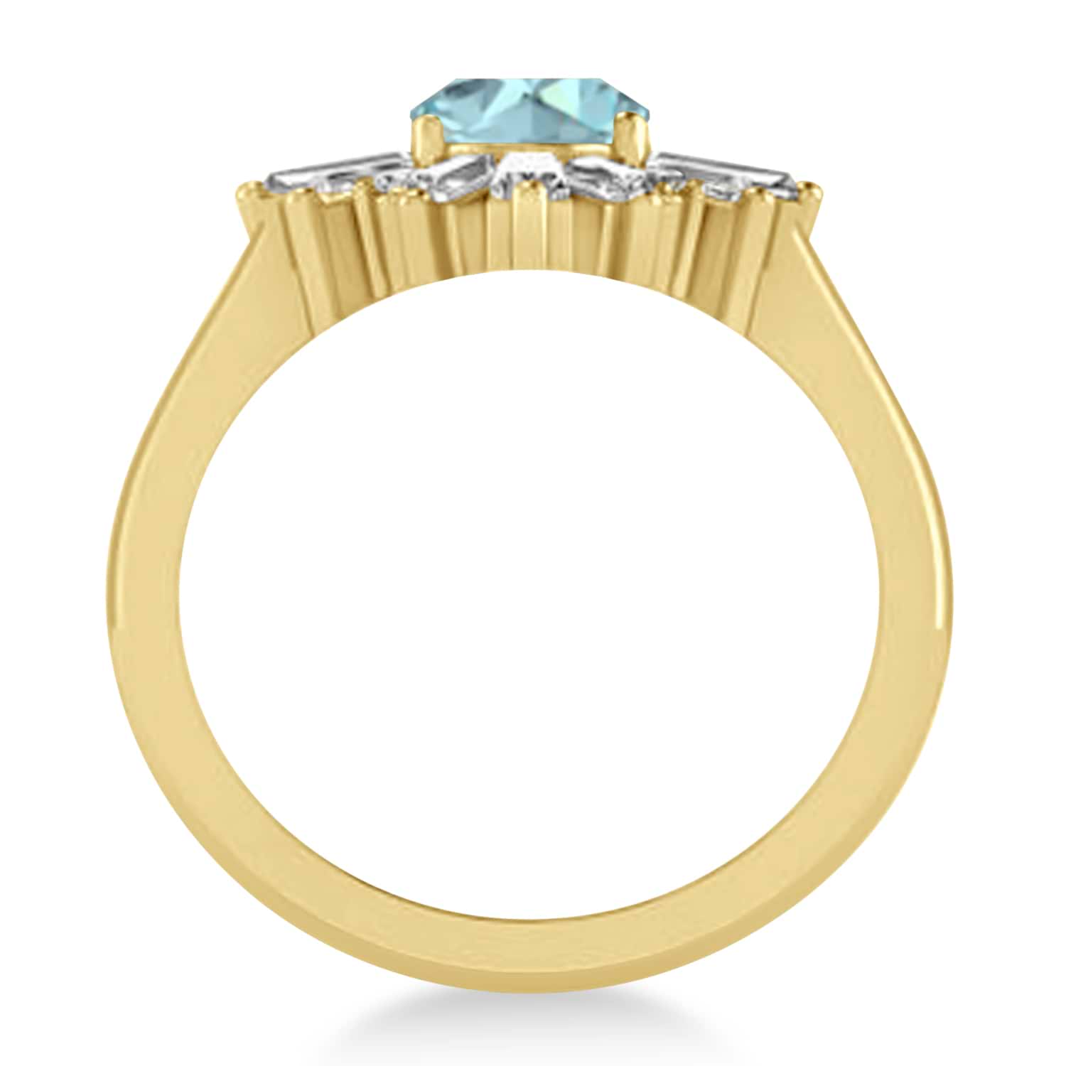 Aquamarine & Diamond Oval Cut Ballerina Engagement Ring 18k Yellow Gold (3.06 ctw)
