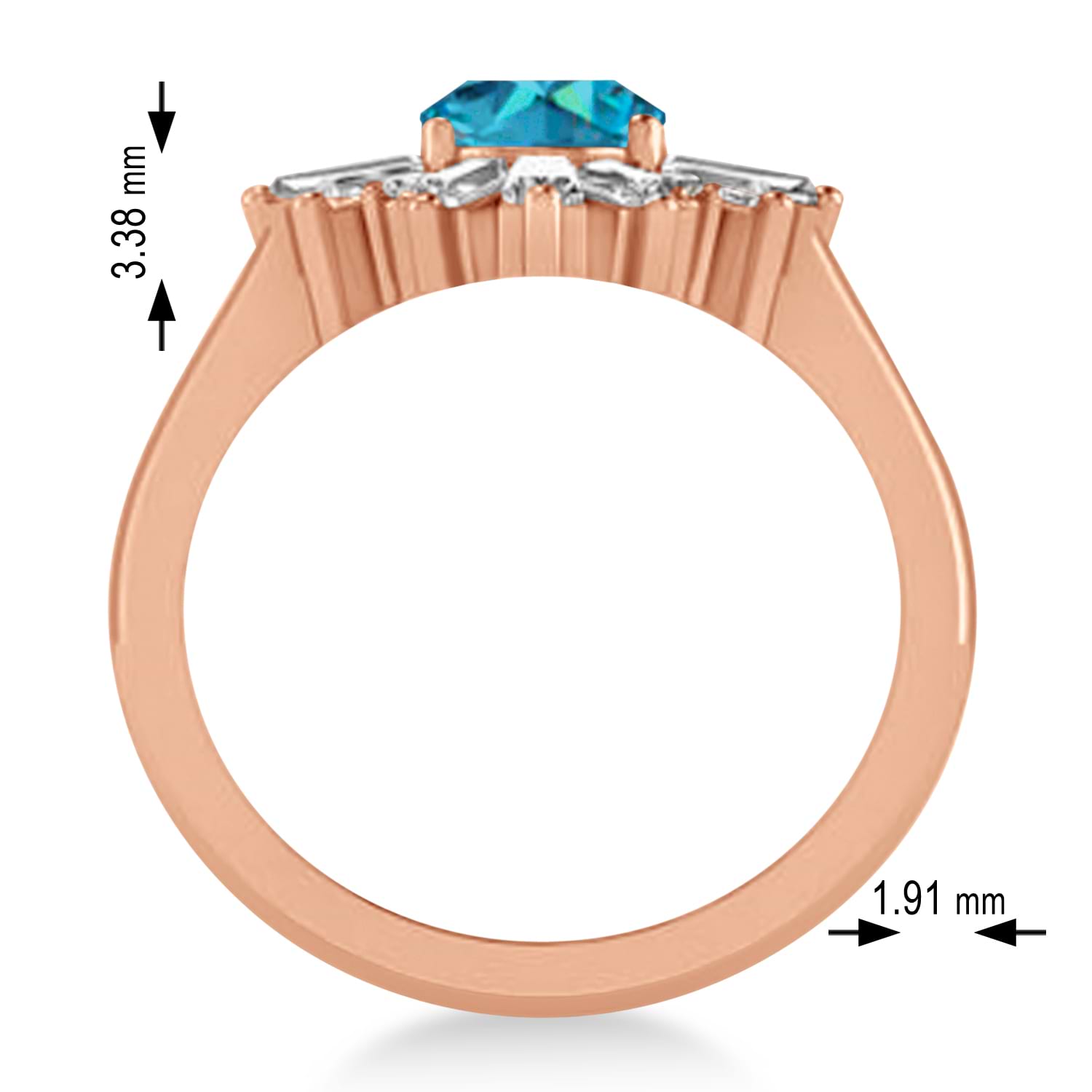 Blue Diamond Oval Cut Ballerina Engagement Ring 18k Rose Gold (2.51 ctw)