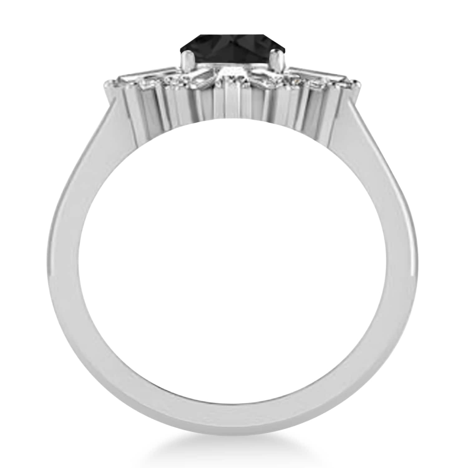 Black Diamond Oval Cut Ballerina Engagement Ring 14k White Gold (2.51 ctw)