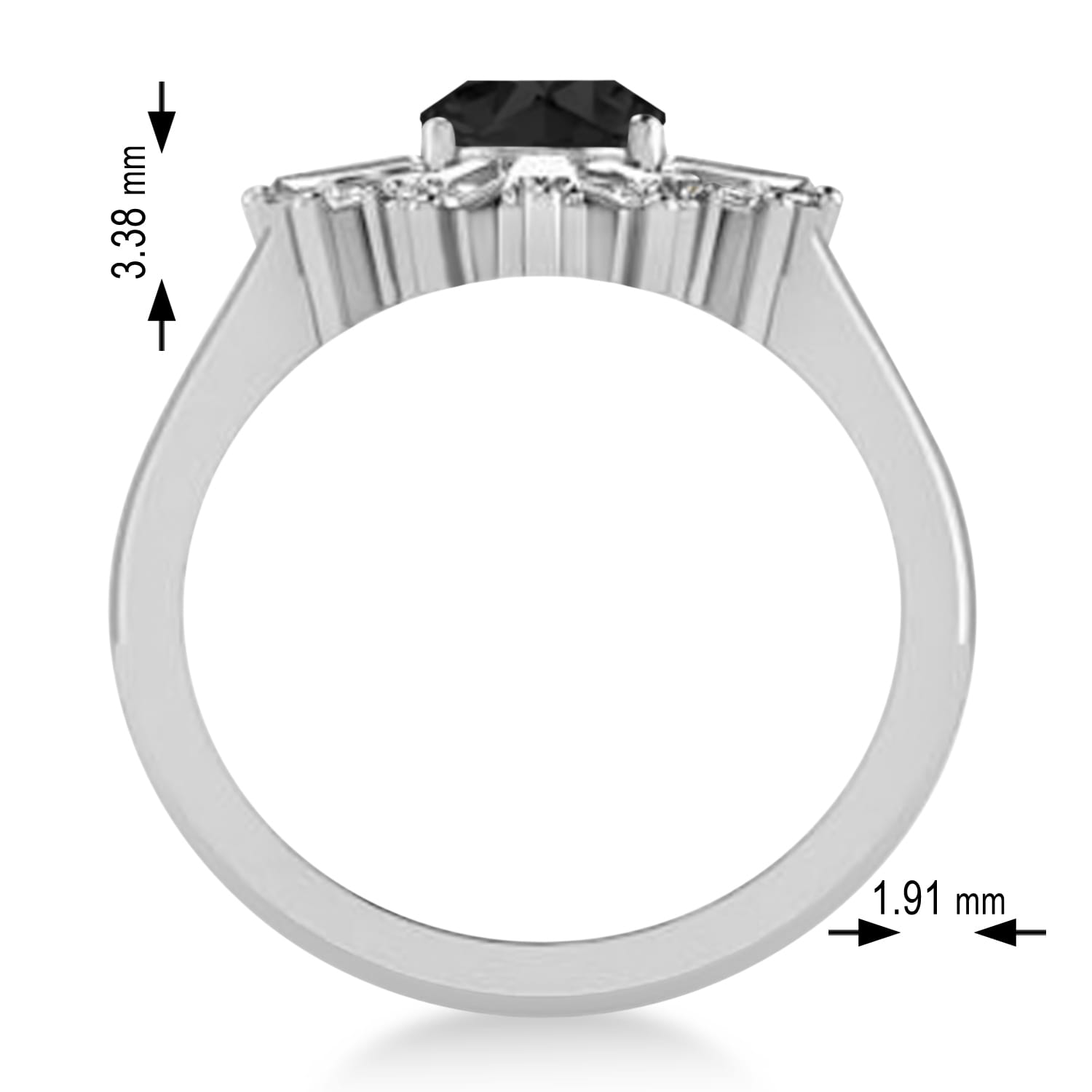 Black Diamond Oval Cut Ballerina Engagement Ring 14k White Gold (2.51 ctw)