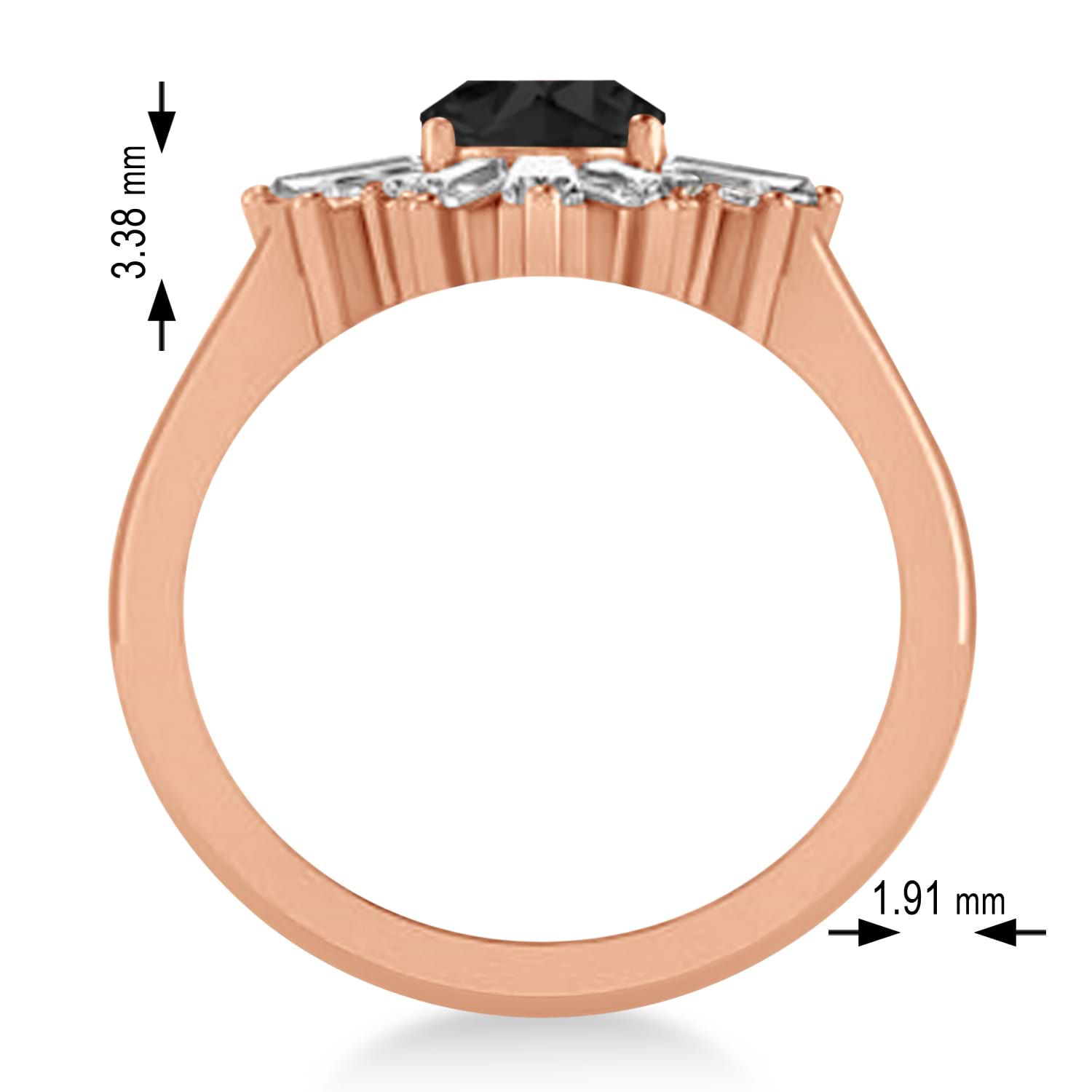 Black Diamond Oval Cut Ballerina Engagement Ring 18k Rose Gold (2.51 ctw)