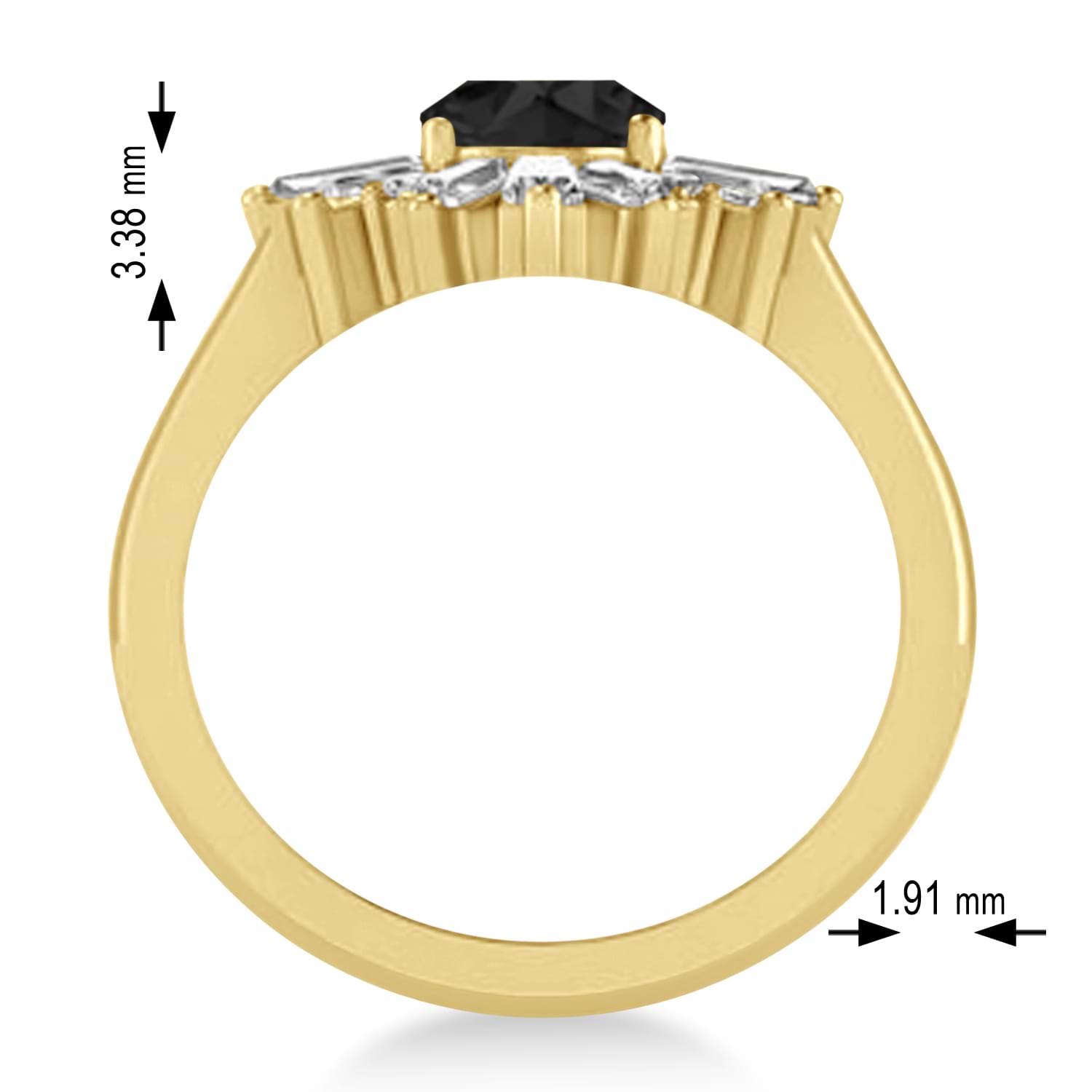 Black Diamond Oval Cut Ballerina Engagement Ring 18k Yellow Gold (2.51 ctw)