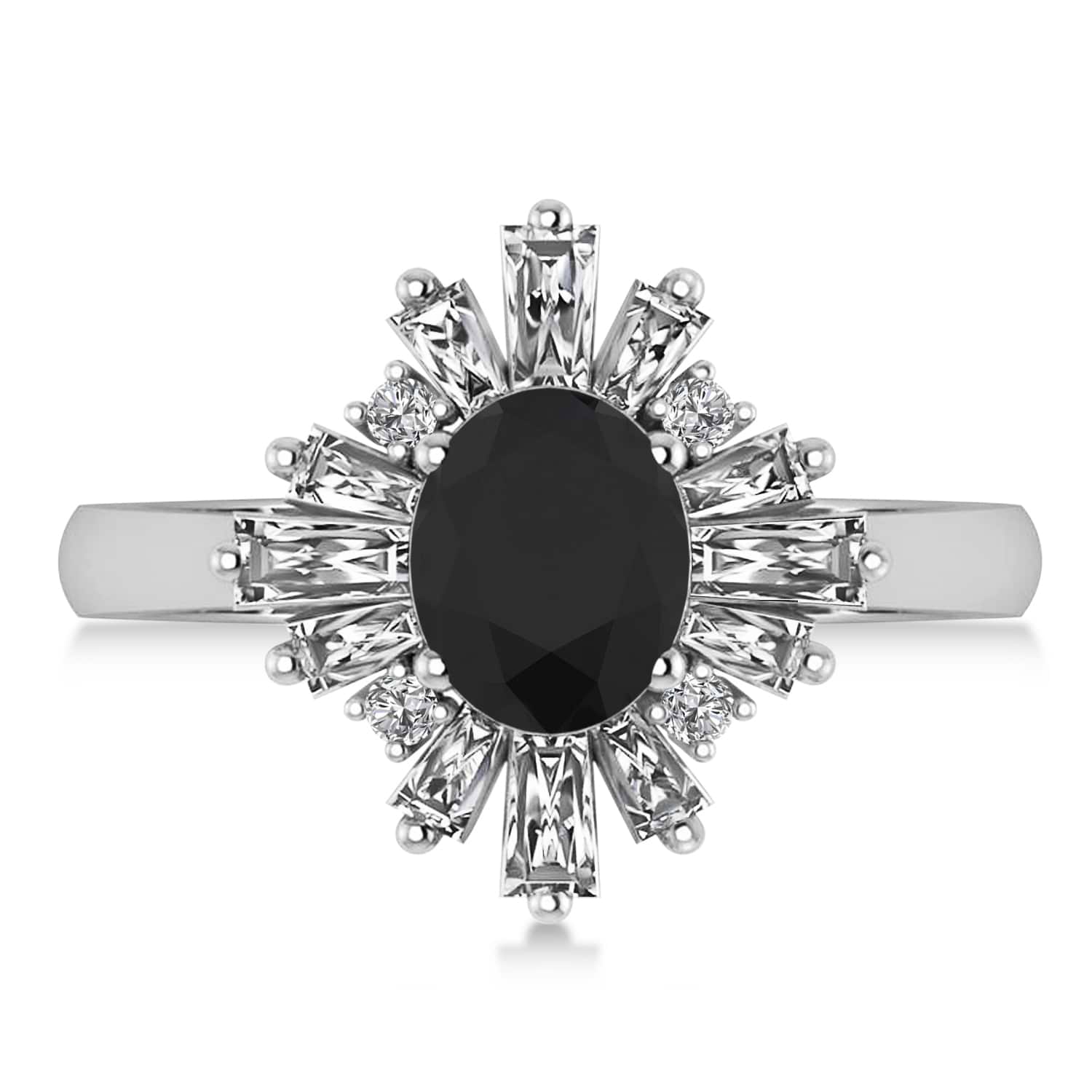 Black Diamond Oval Cut Ballerina Engagement Ring Platinum (2.51 ctw)