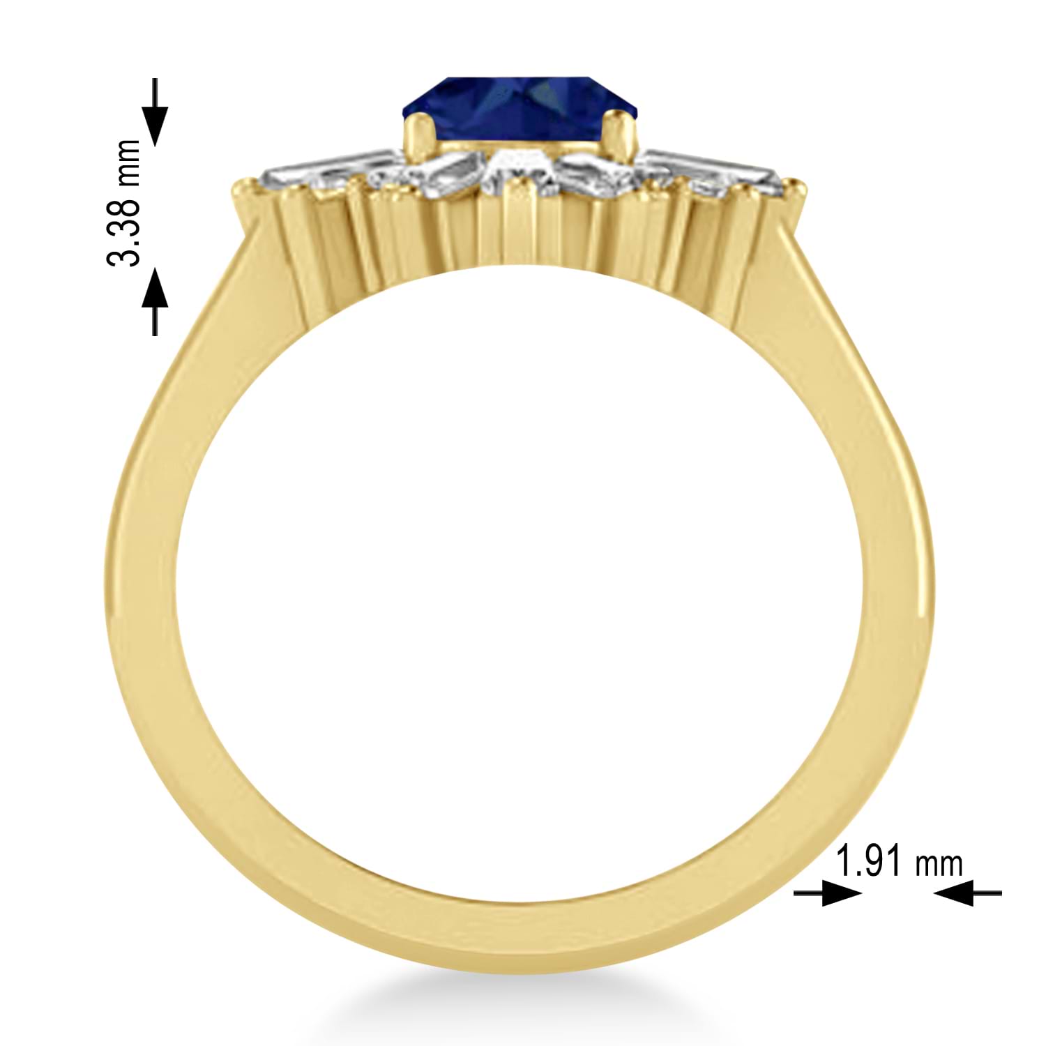 Blue Sapphire & Diamond Oval Cut Ballerina Engagement Ring 14k Yellow Gold (3.06 ctw)