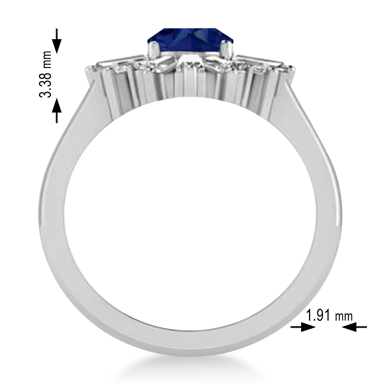 Blue Sapphire & Diamond Oval Cut Ballerina Engagement Ring 18k White Gold (3.06 ctw)