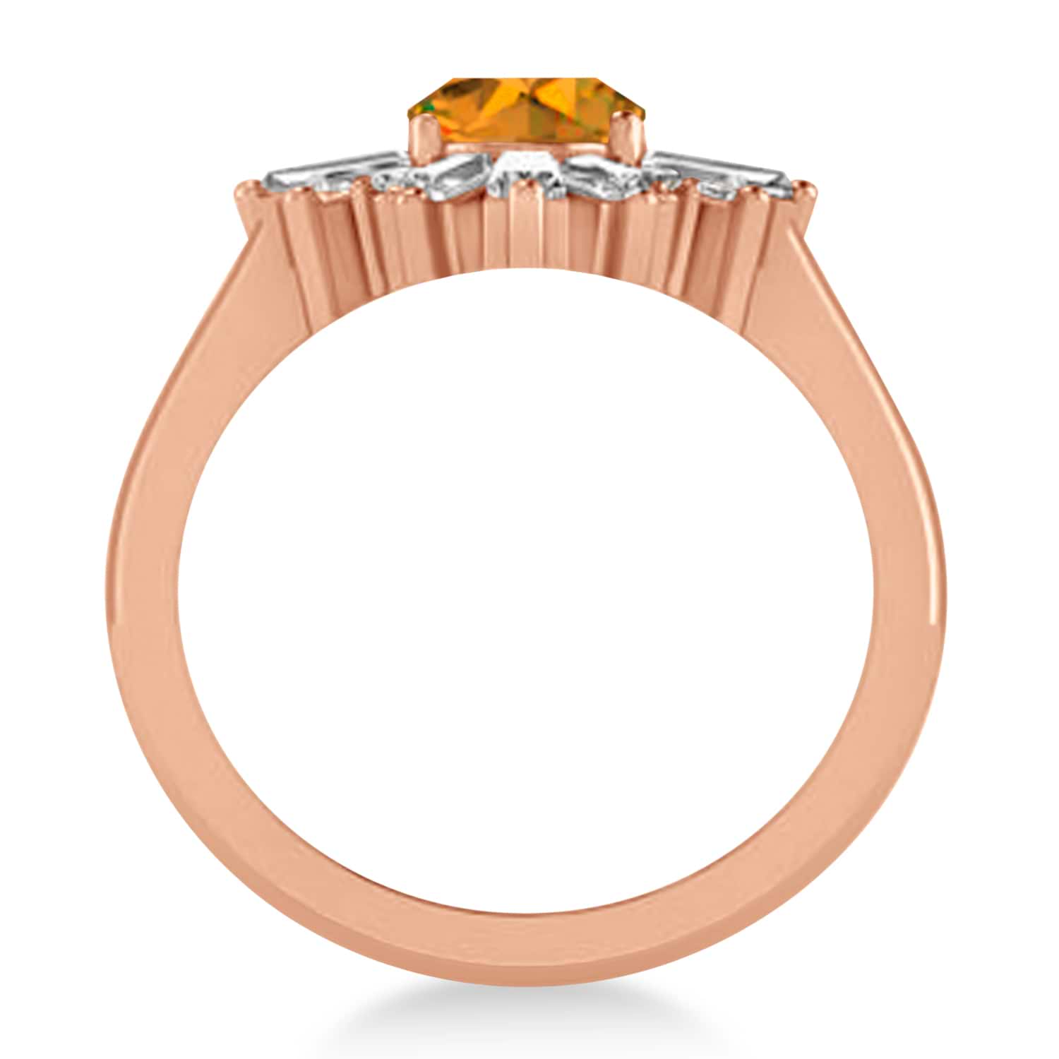 Citrine & Diamond Oval Cut Ballerina Engagement Ring 14k Rose Gold (3.06 ctw)