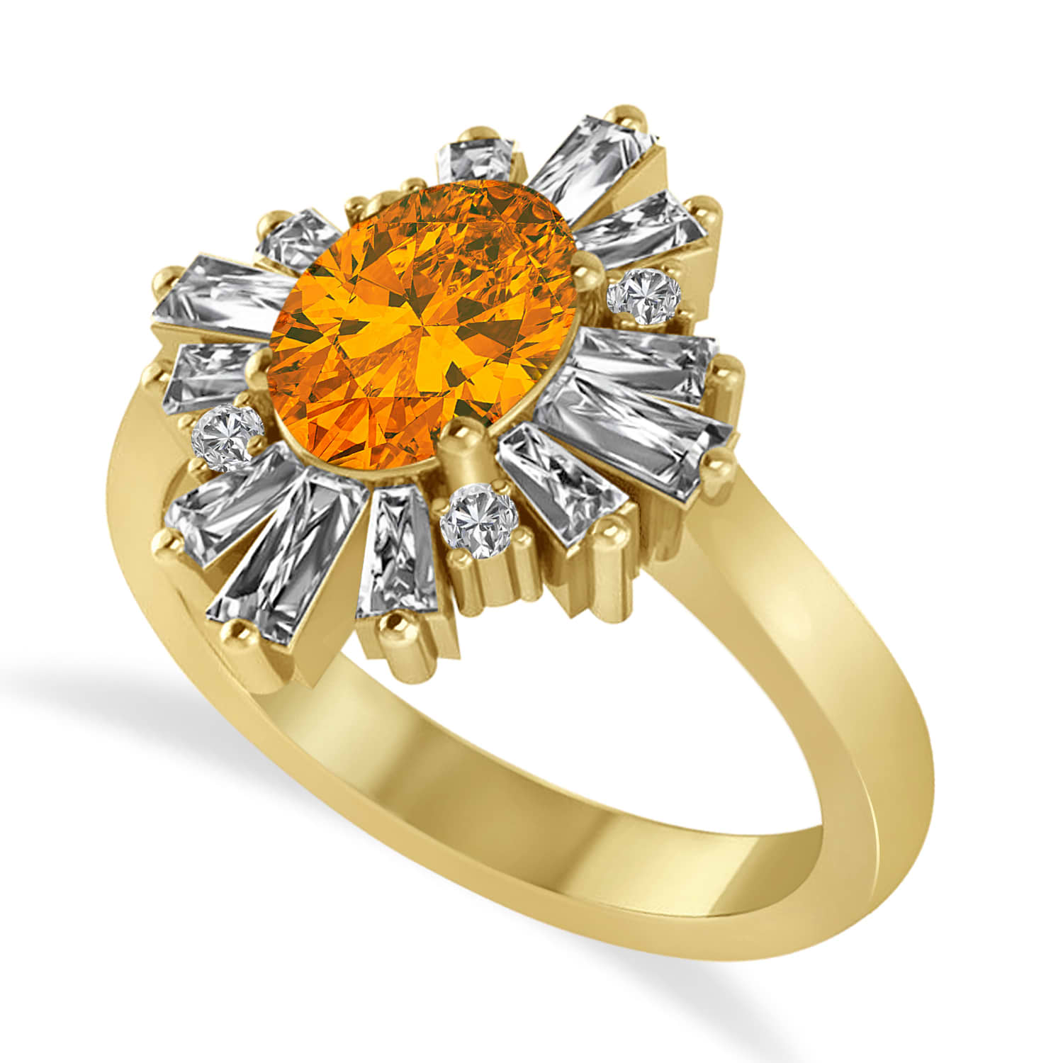 Citrine & Diamond Oval Cut Ballerina Engagement Ring 14k Yellow Gold (3.06 ctw)