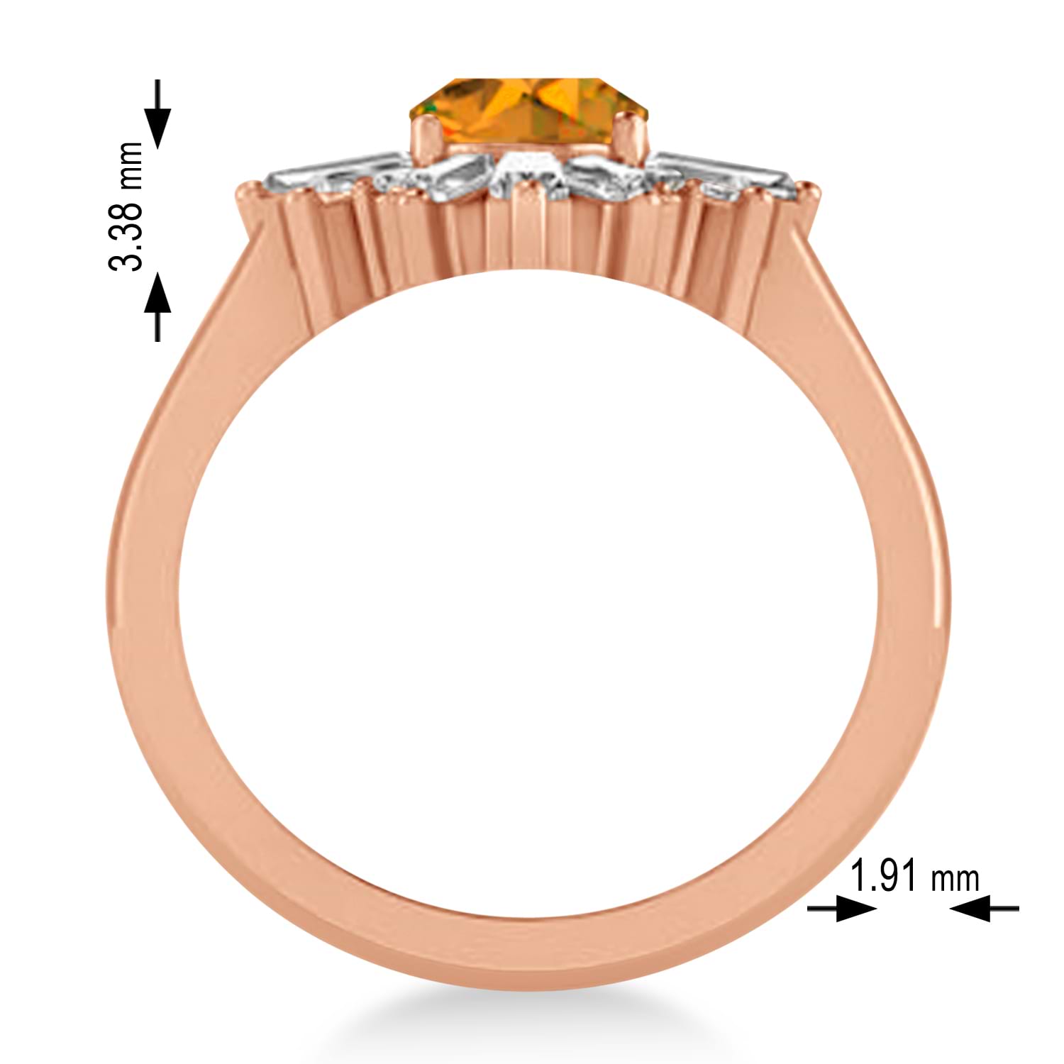 Citrine & Diamond Oval Cut Ballerina Engagement Ring 18k Rose Gold (3.06 ctw)