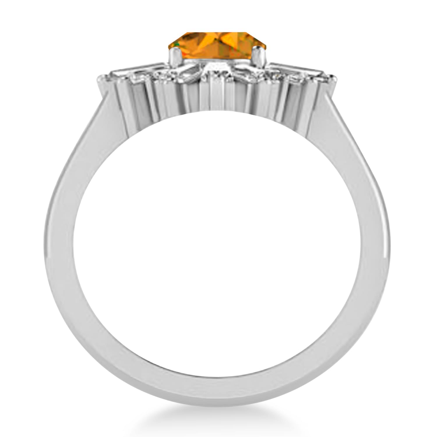 Citrine & Diamond Oval Cut Ballerina Engagement Ring 18k White Gold (3.06 ctw)