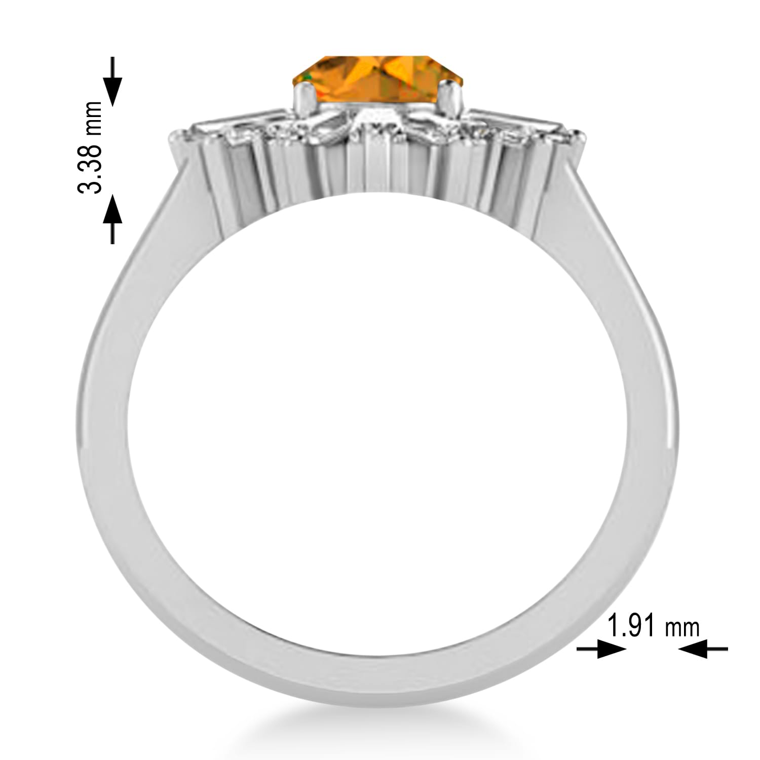 Citrine & Diamond Oval Cut Ballerina Engagement Ring 18k White Gold (3.06 ctw)