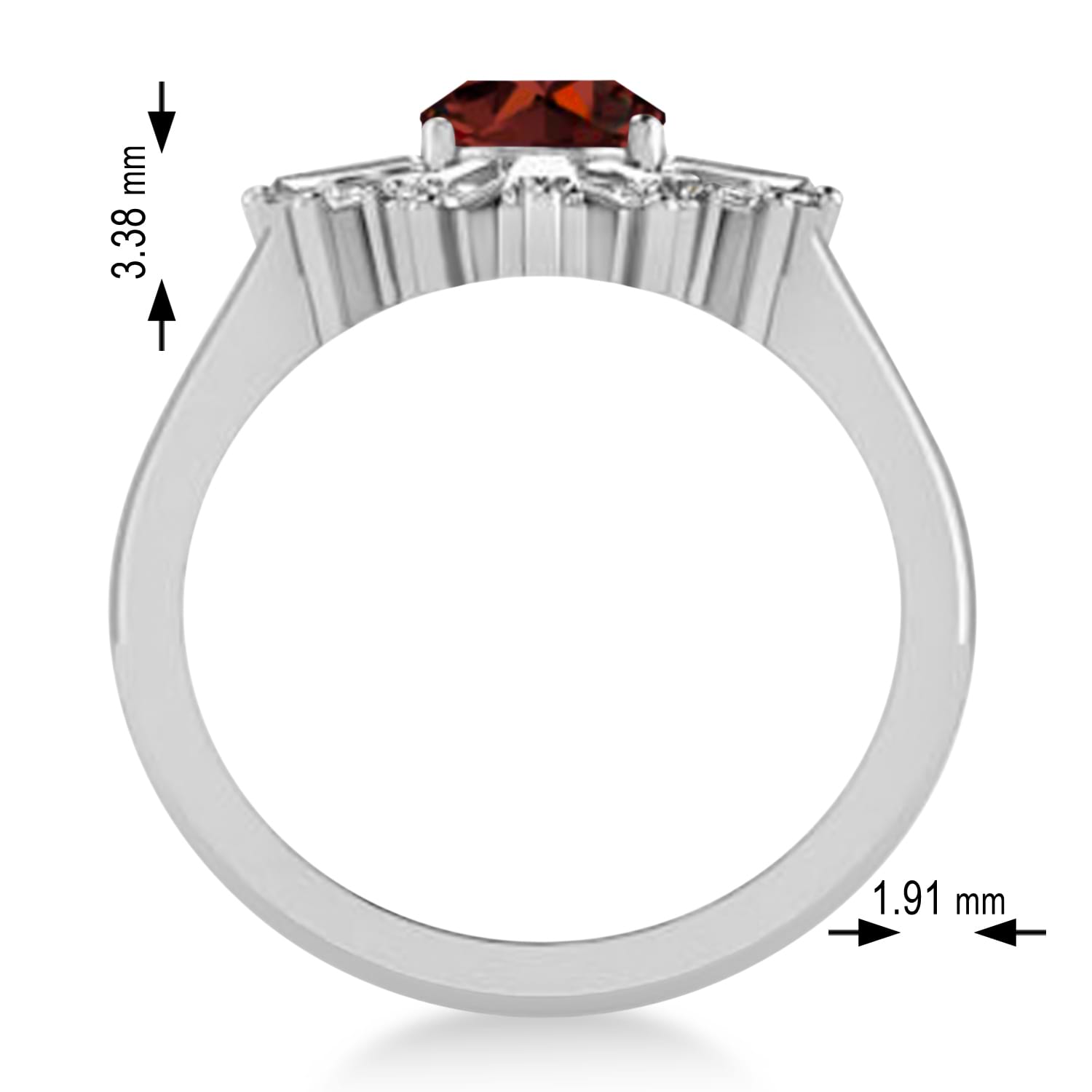 Garnet & Diamond Oval Cut Ballerina Engagement Ring Platinum (3.06 ctw)