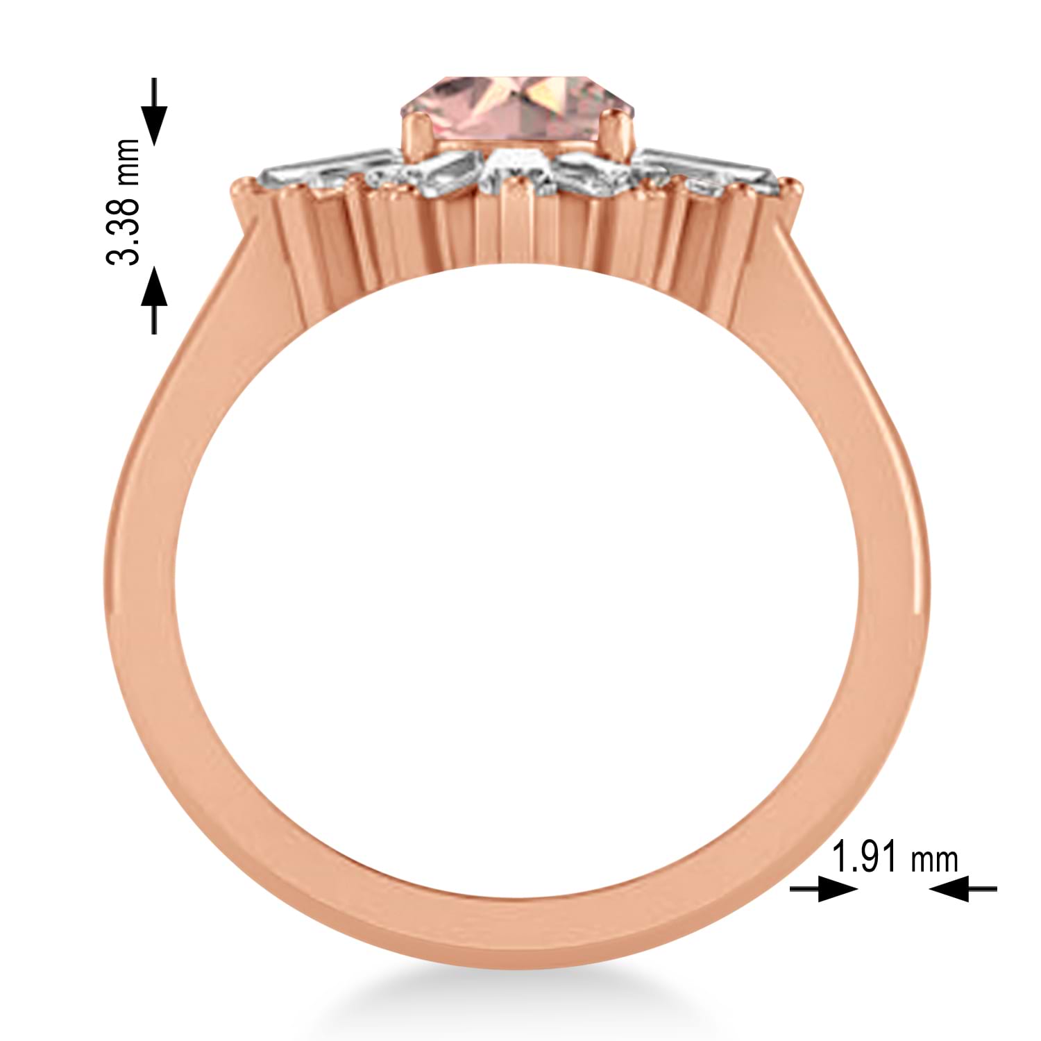 Morganite & Diamond Oval Cut Ballerina Engagement Ring 14k Rose Gold (3.06 ctw)