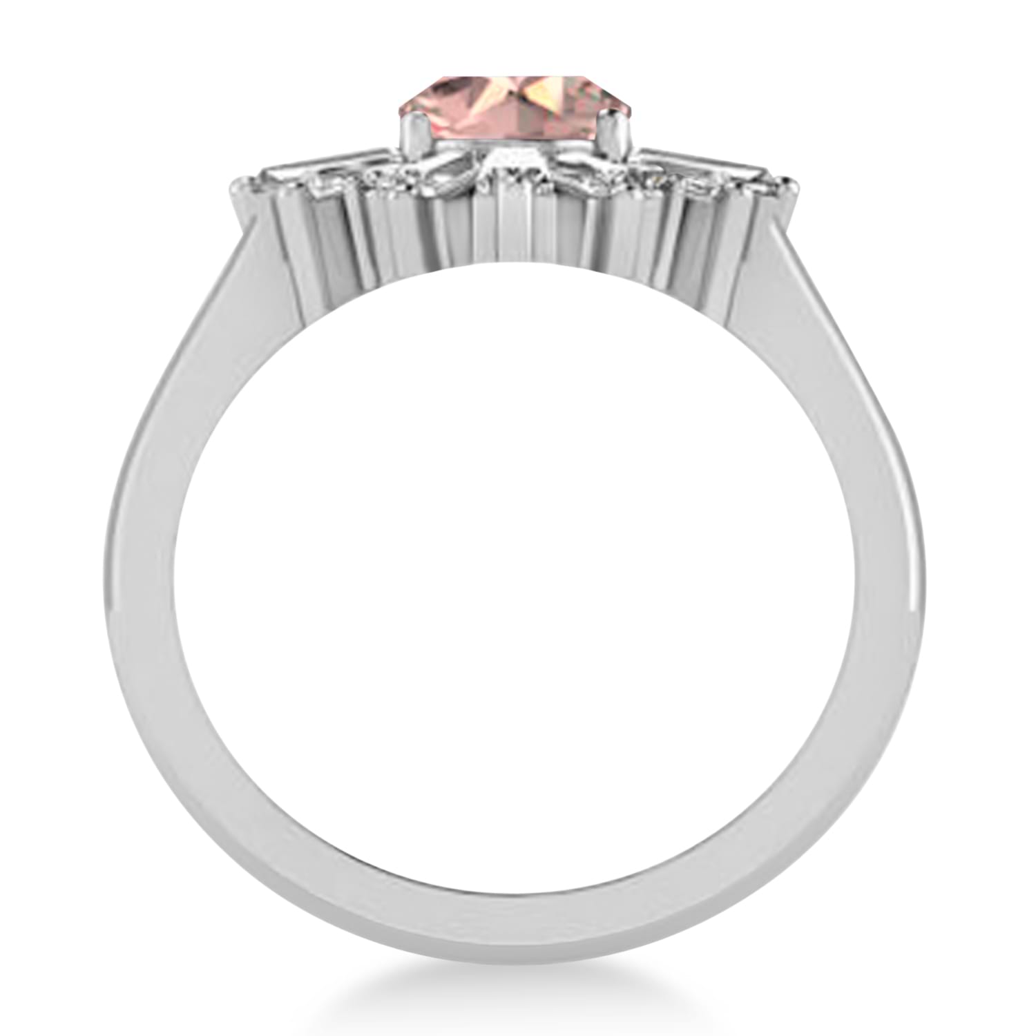 Morganite & Diamond Oval Cut Ballerina Engagement Ring 14k White Gold (3.06 ctw)