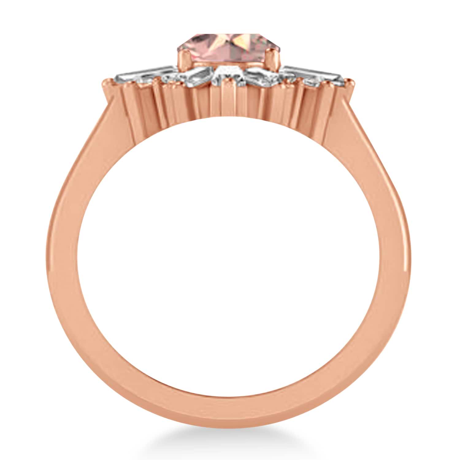 Morganite & Diamond Oval Cut Ballerina Engagement Ring 18k Rose Gold (3.06 ctw)