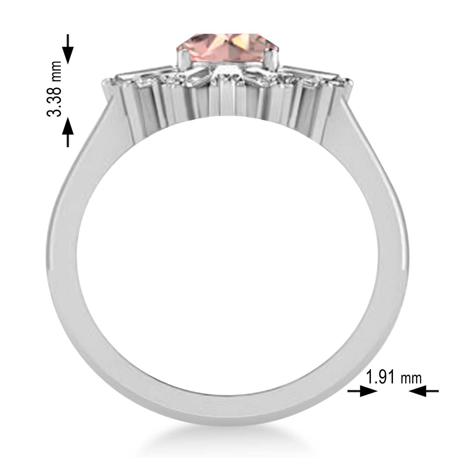 Morganite & Diamond Oval Cut Ballerina Engagement Ring 18k White Gold (3.06 ctw)