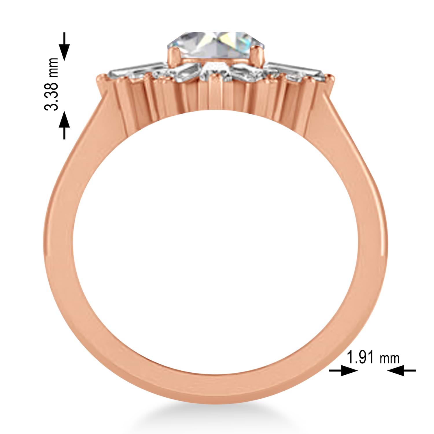 Moissanite & Diamond Oval Cut Ballerina Engagement Ring 14k Rose Gold (2.59 ctw)