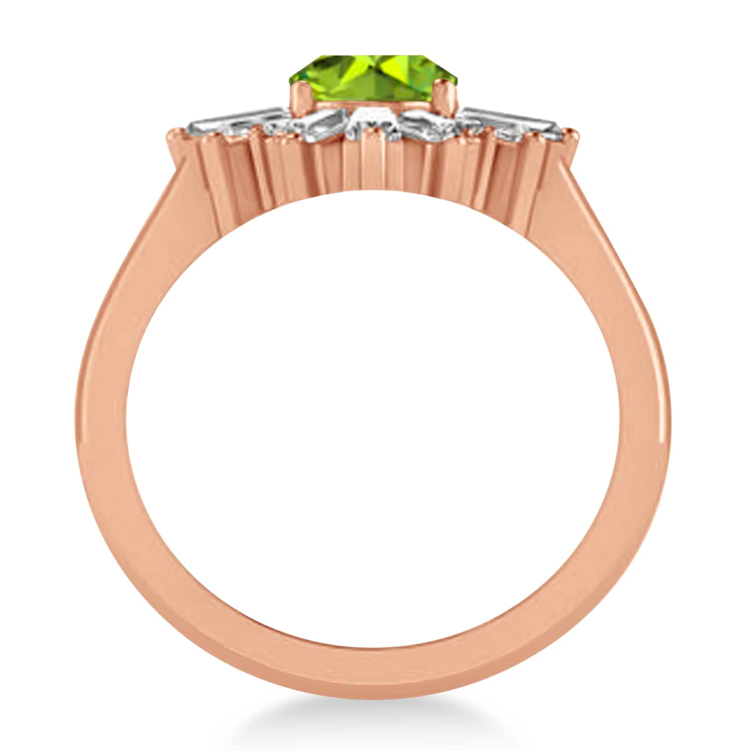 Peridot & Diamond Oval Cut Ballerina Engagement Ring 14k Rose Gold (3.06 ctw)