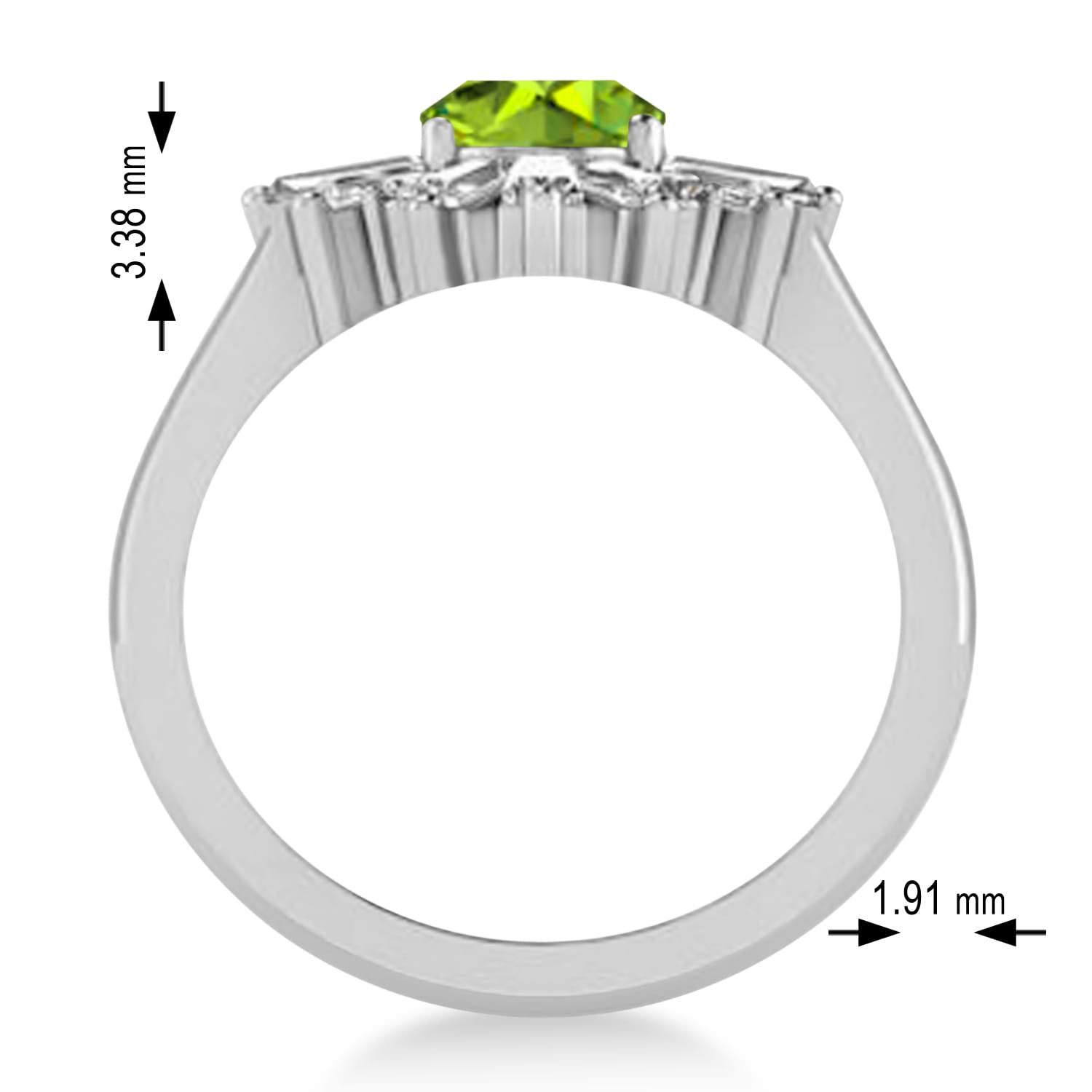 Peridot & Diamond Oval Cut Ballerina Engagement Ring 14k White Gold (3.06 ctw)