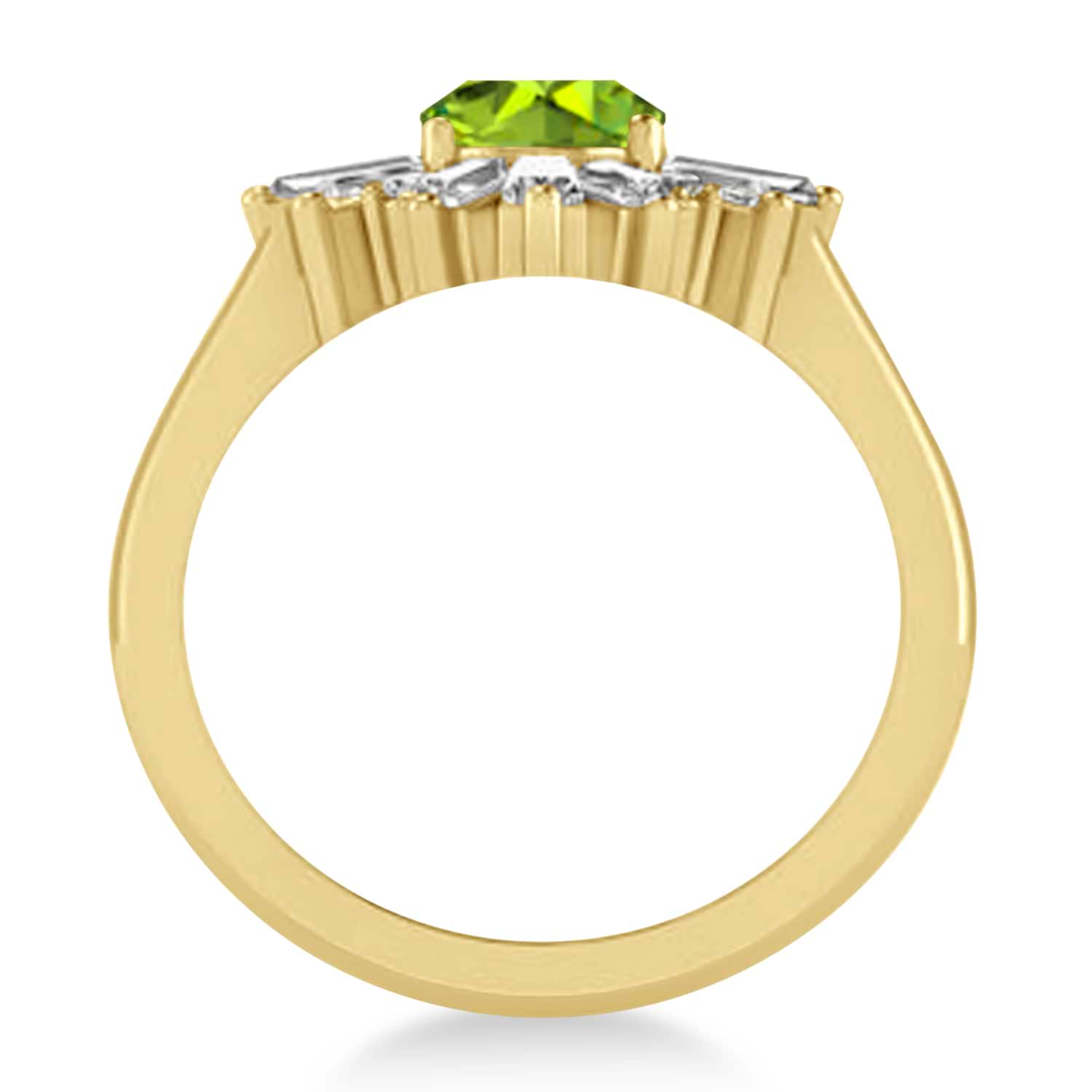 Peridot & Diamond Oval Cut Ballerina Engagement Ring 14k Yellow Gold (3.06 ctw)