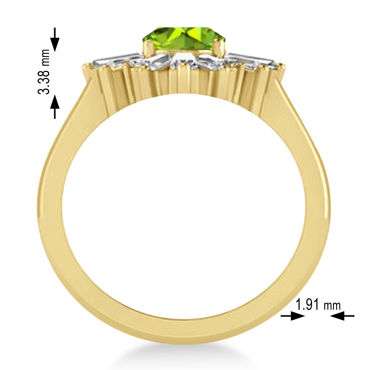 Peridot & Diamond Oval Cut Ballerina Engagement Ring 18k Yellow Gold (3.06 ctw)