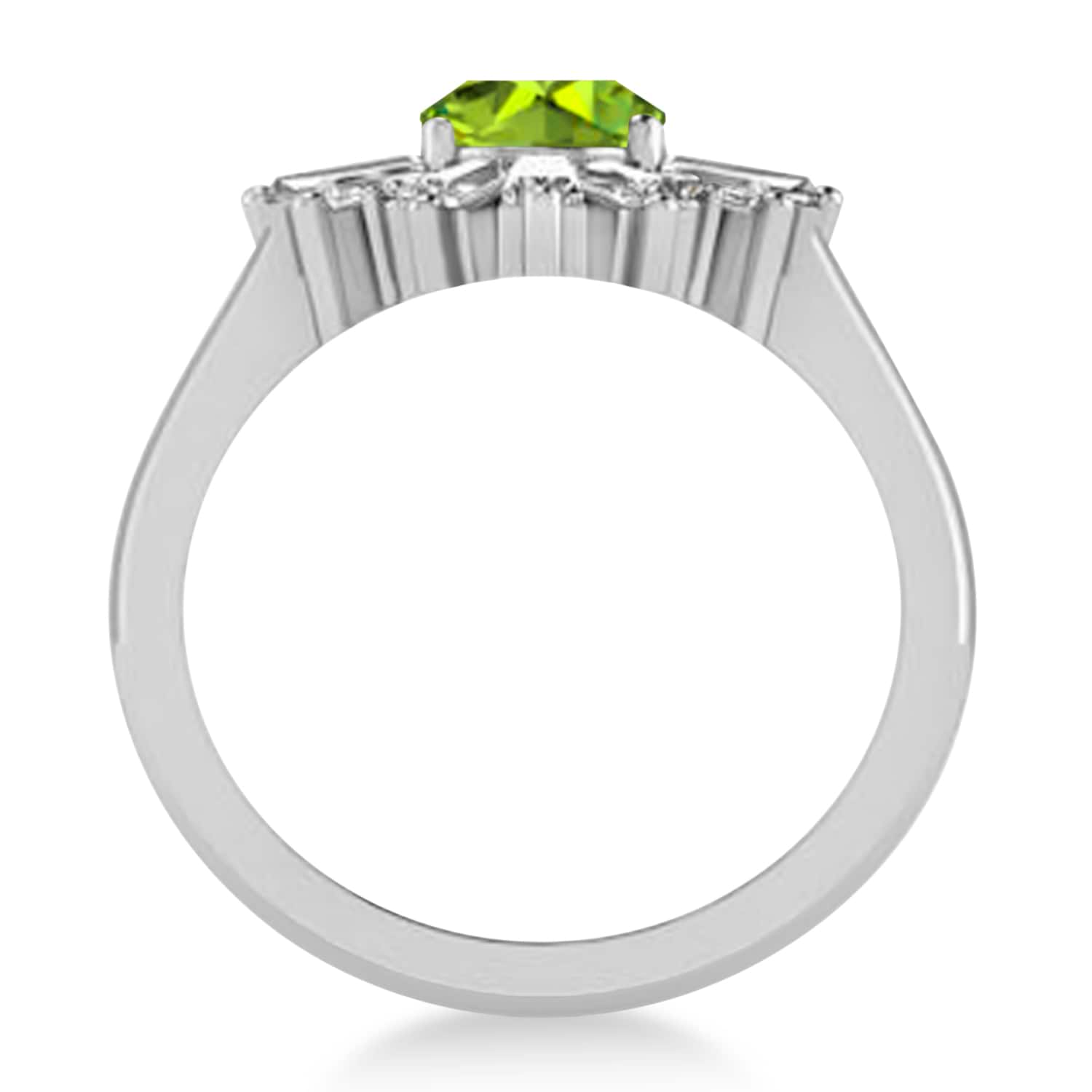Peridot & Diamond Oval Cut Ballerina Engagement Ring Palladium (3.06 ctw)