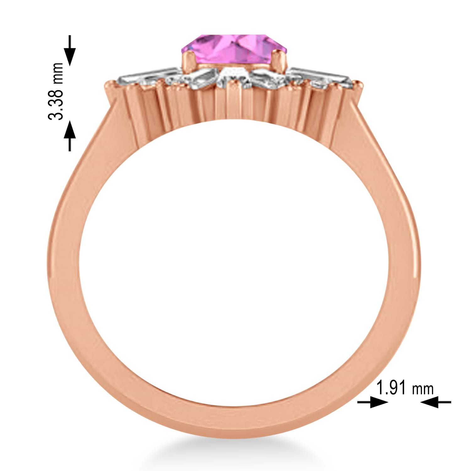 Pink Sapphire & Diamond Oval Cut Ballerina Engagement Ring 18k Rose Gold (3.06 ctw)