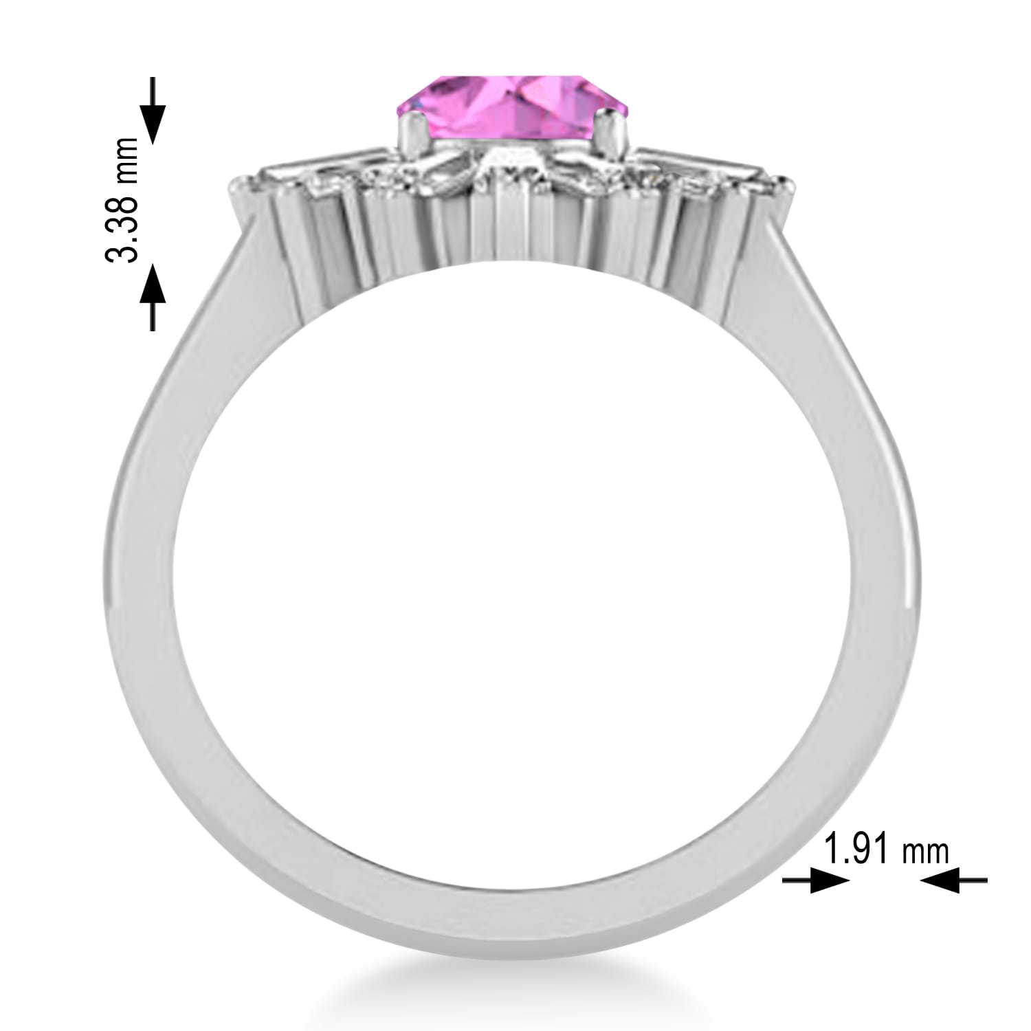 Pink Sapphire & Diamond Oval Cut Ballerina Engagement Ring 18k White Gold (3.06 ctw)