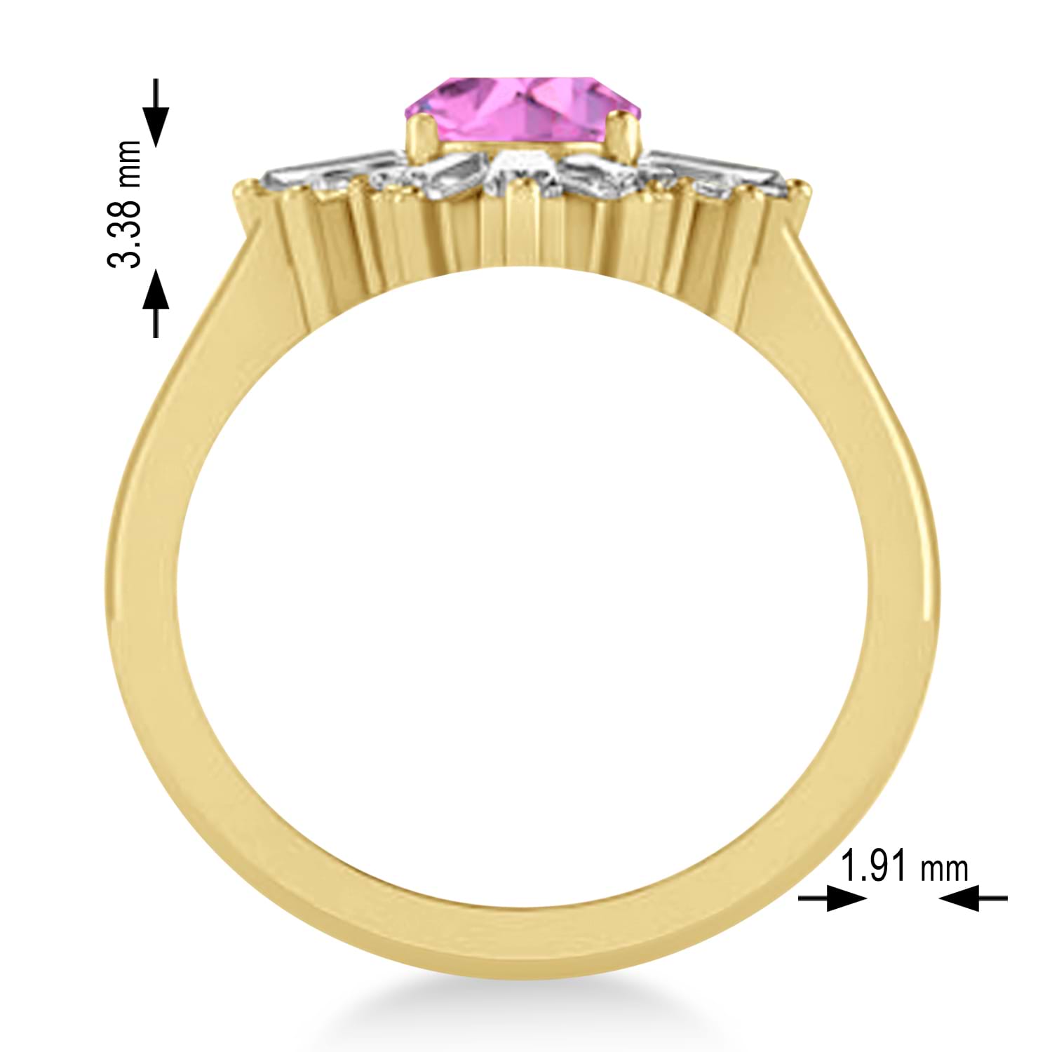 Pink Sapphire & Diamond Oval Cut Ballerina Engagement Ring 18k Yellow Gold (3.06 ctw)