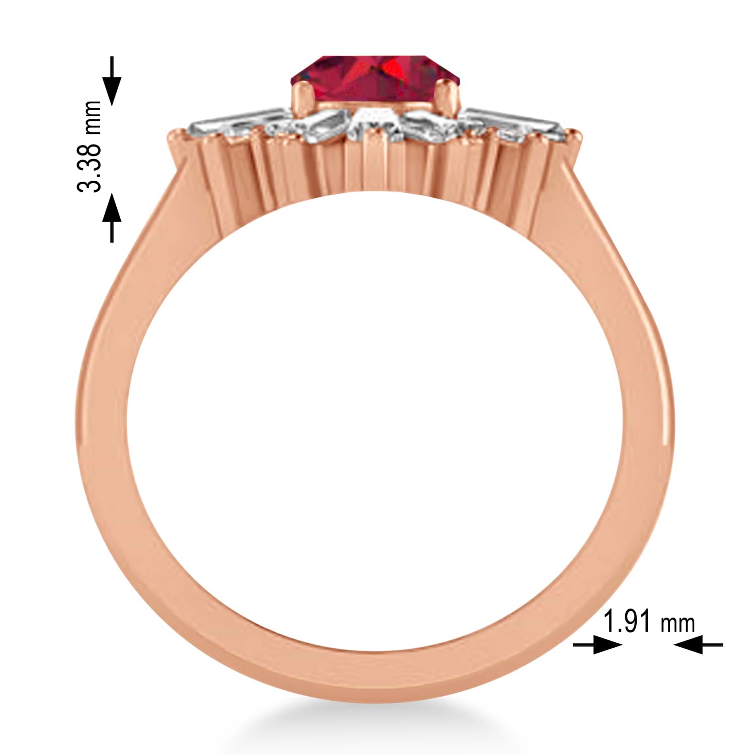 Ruby & Diamond Oval Cut Ballerina Engagement Ring 14k Rose Gold (3.06 ctw)