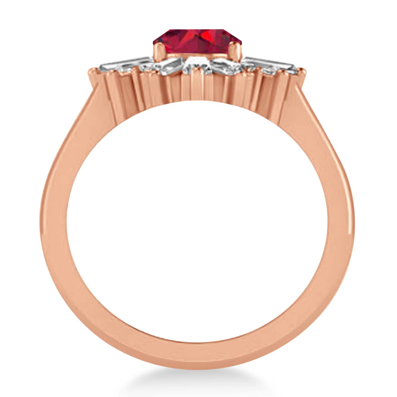 Ruby & Diamond Oval Cut Ballerina Engagement Ring 18k Rose Gold (3.06 ctw)