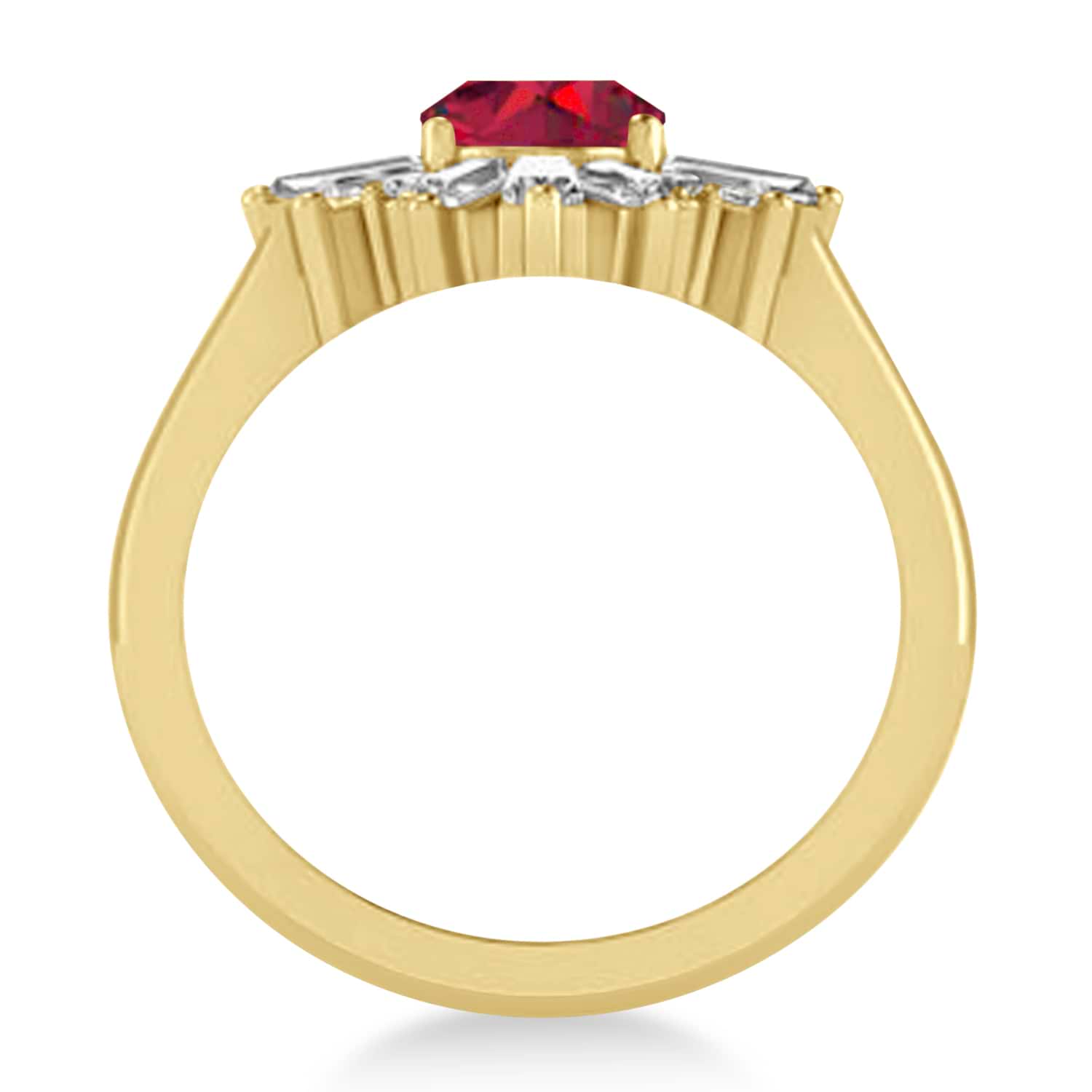 Ruby & Diamond Oval Cut Ballerina Engagement Ring 18k Yellow Gold (3.06 ctw)