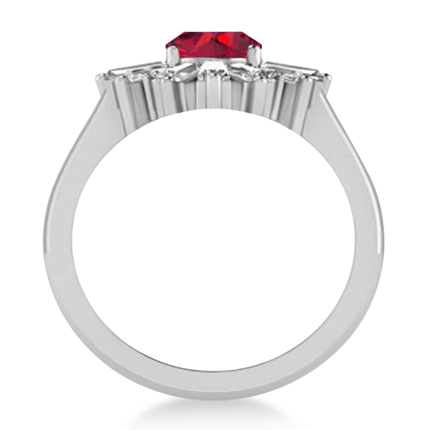 Ruby & Diamond Oval Cut Ballerina Engagement Ring Platinum (3.06 ctw)